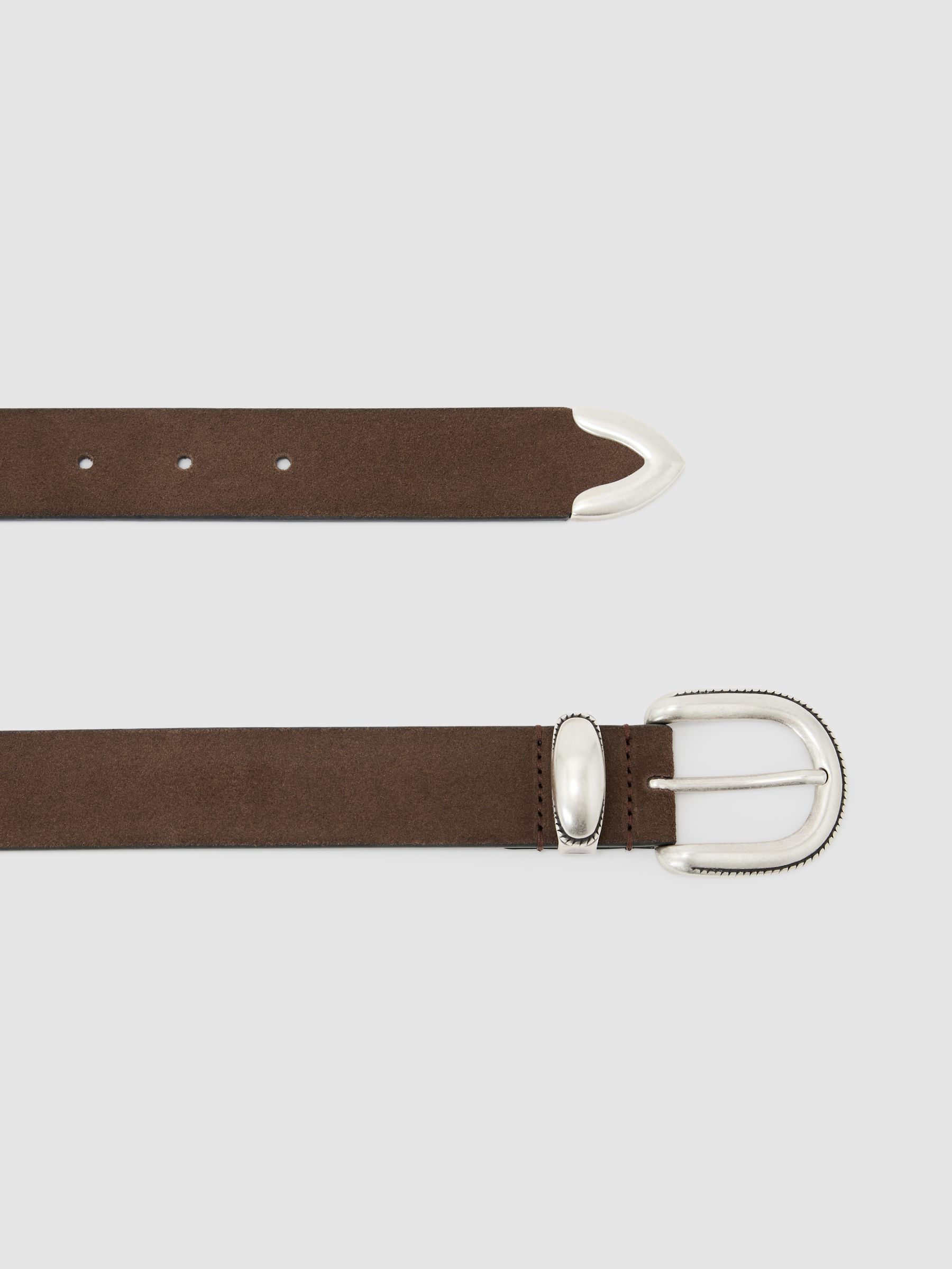 Suede Western Belt in Chocolate Brown - Image 2 of 3