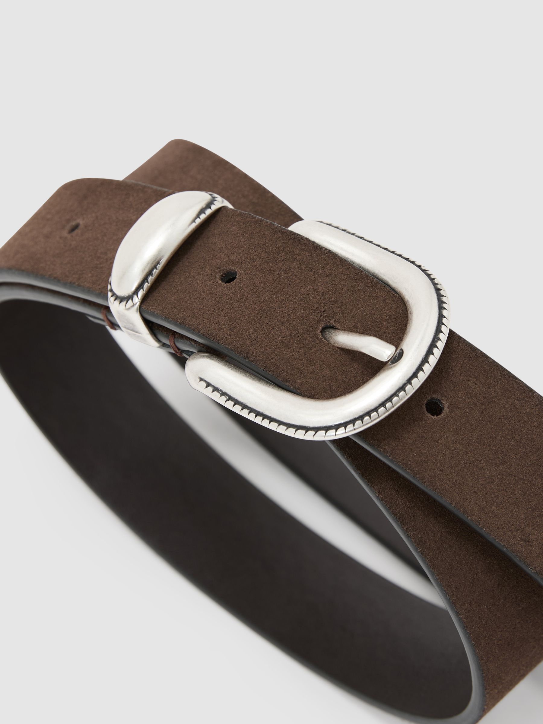 Suede Western Belt in Chocolate Brown - Image 3 of 3