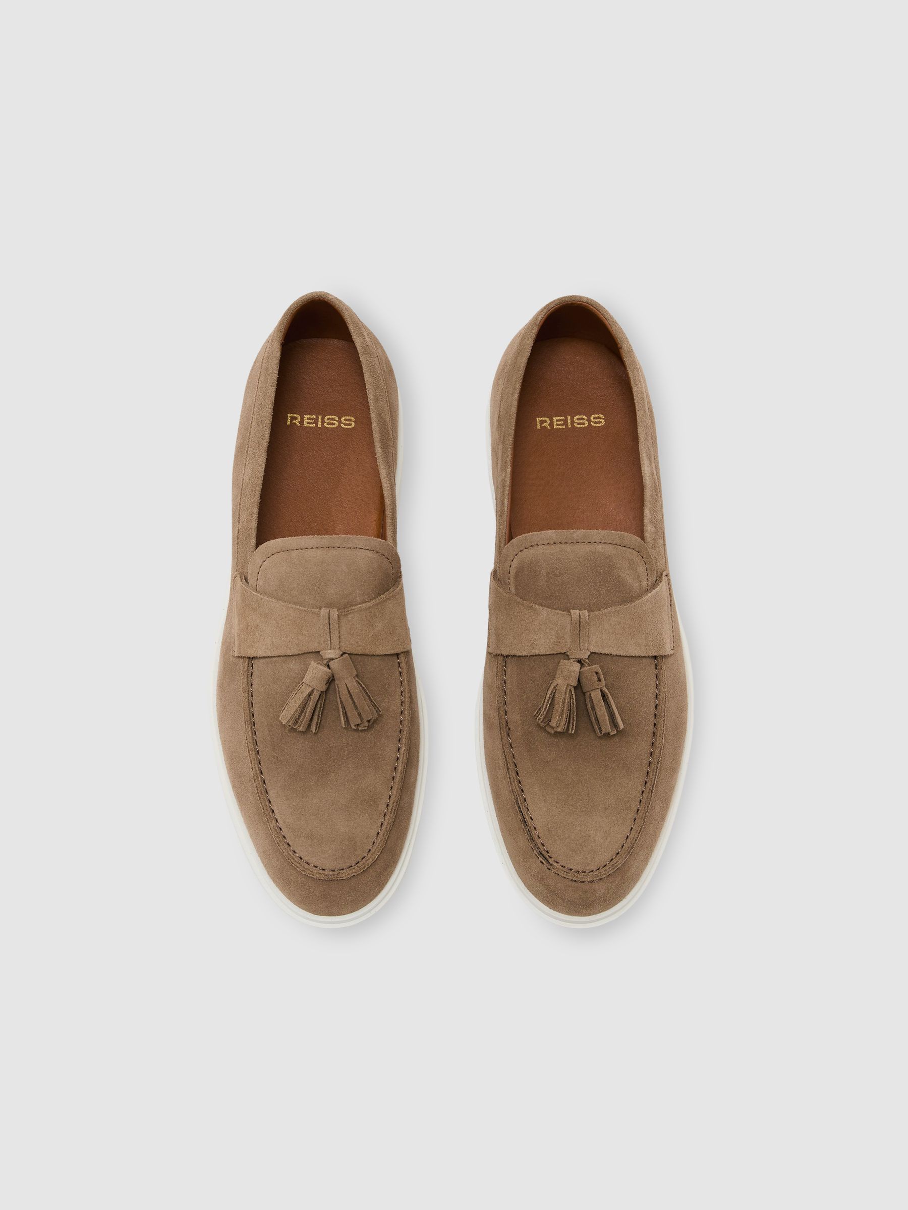 Suede Tassel Loafers in Dark Taupe Brown - Image 2 of 4 Suede Tassel Loafers in Dark Taupe Brown - Image 2 of 4