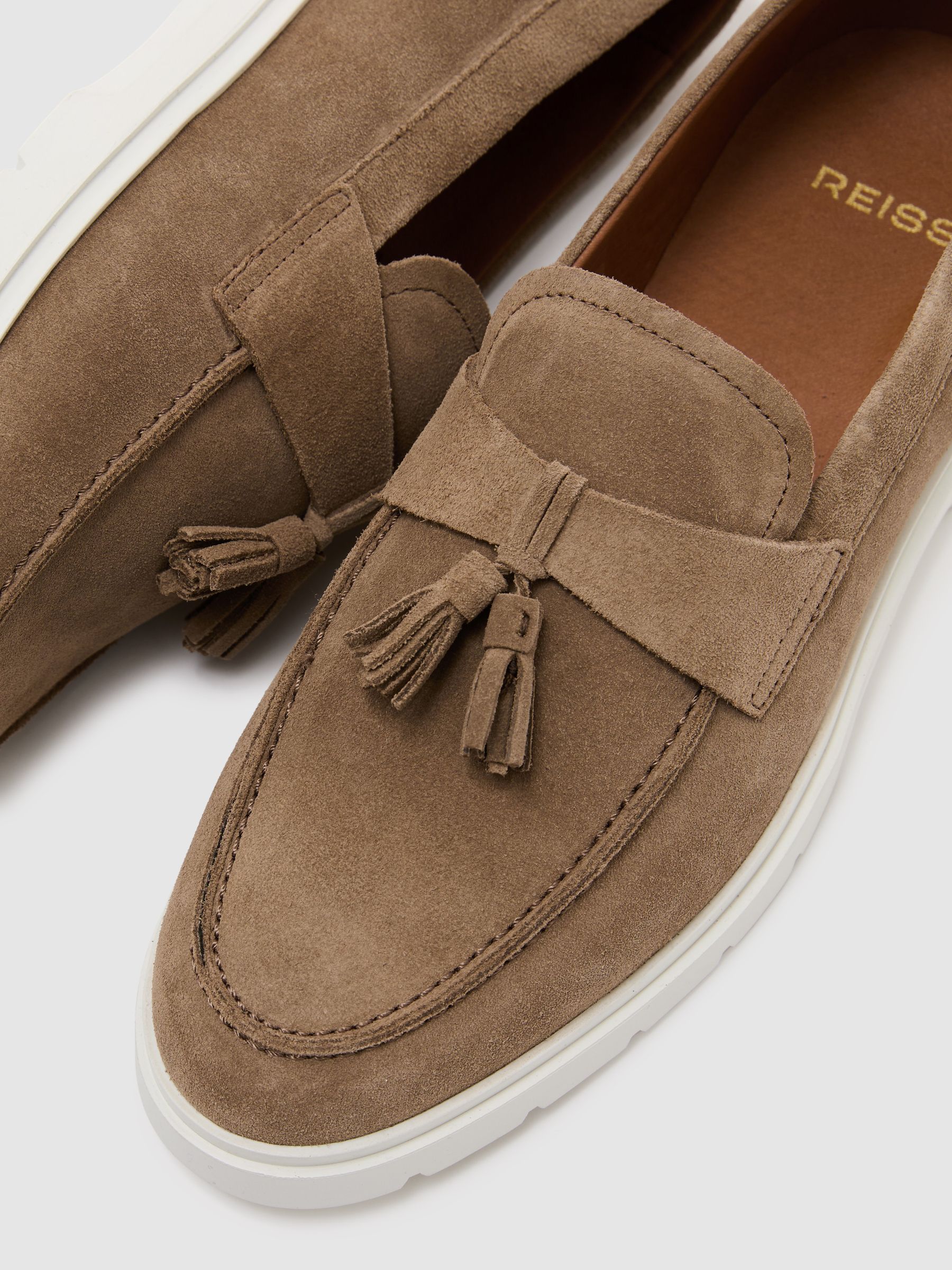 Suede Tassel Loafers in Dark Taupe Brown - image 2
