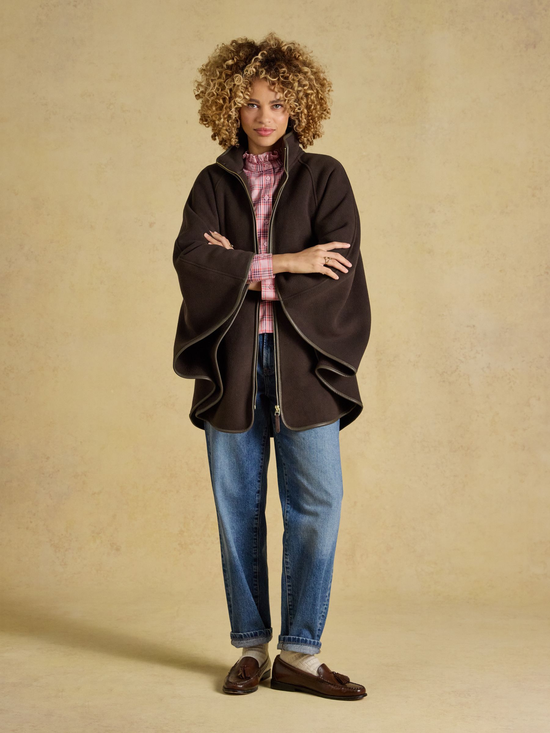 Heritage Chocolate Brown Longline Polar Fleece Longline Cape - Image 3 of 9