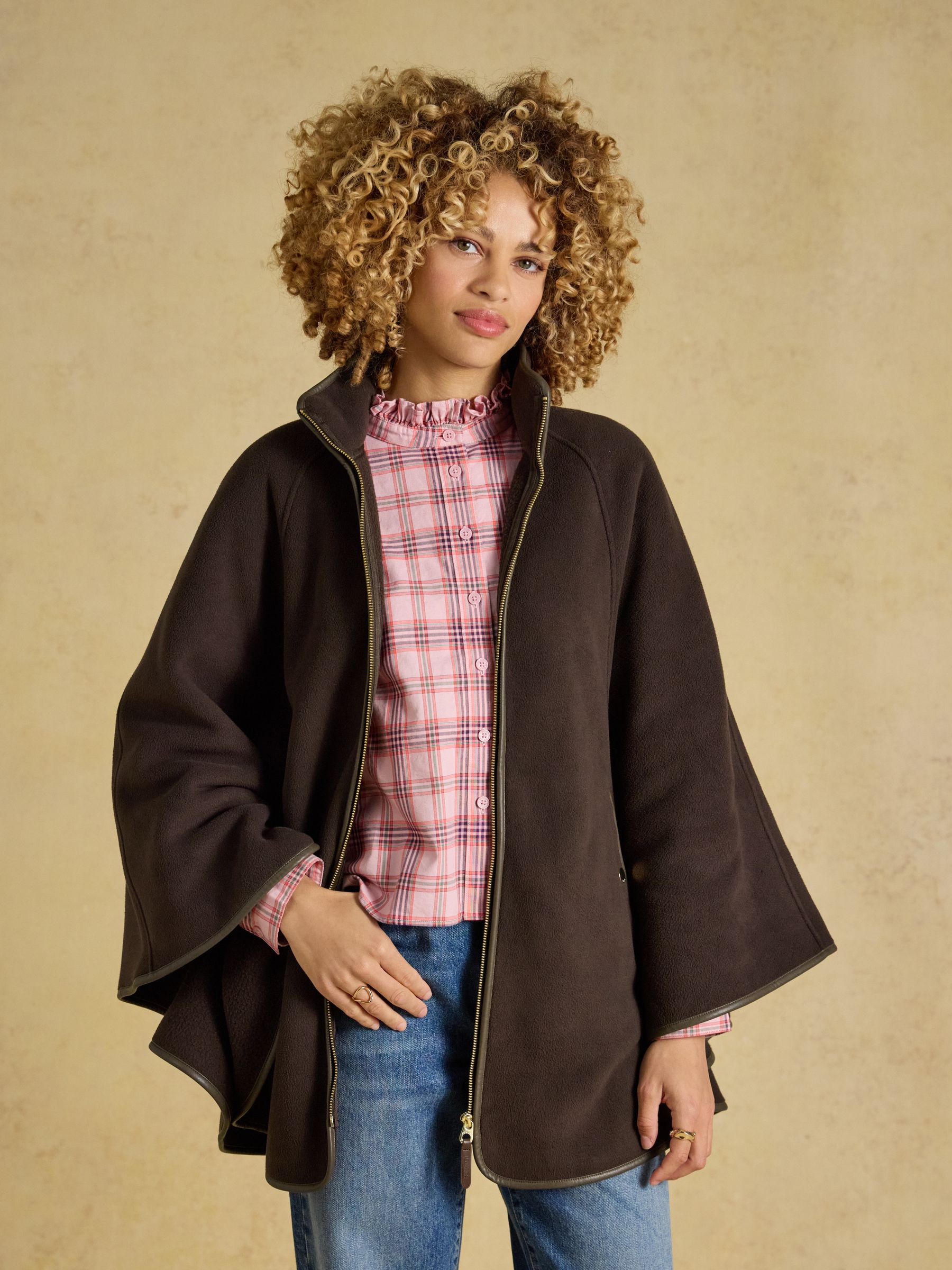 Heritage Chocolate Brown Longline Polar Fleece Longline Cape - Image 4 of 9