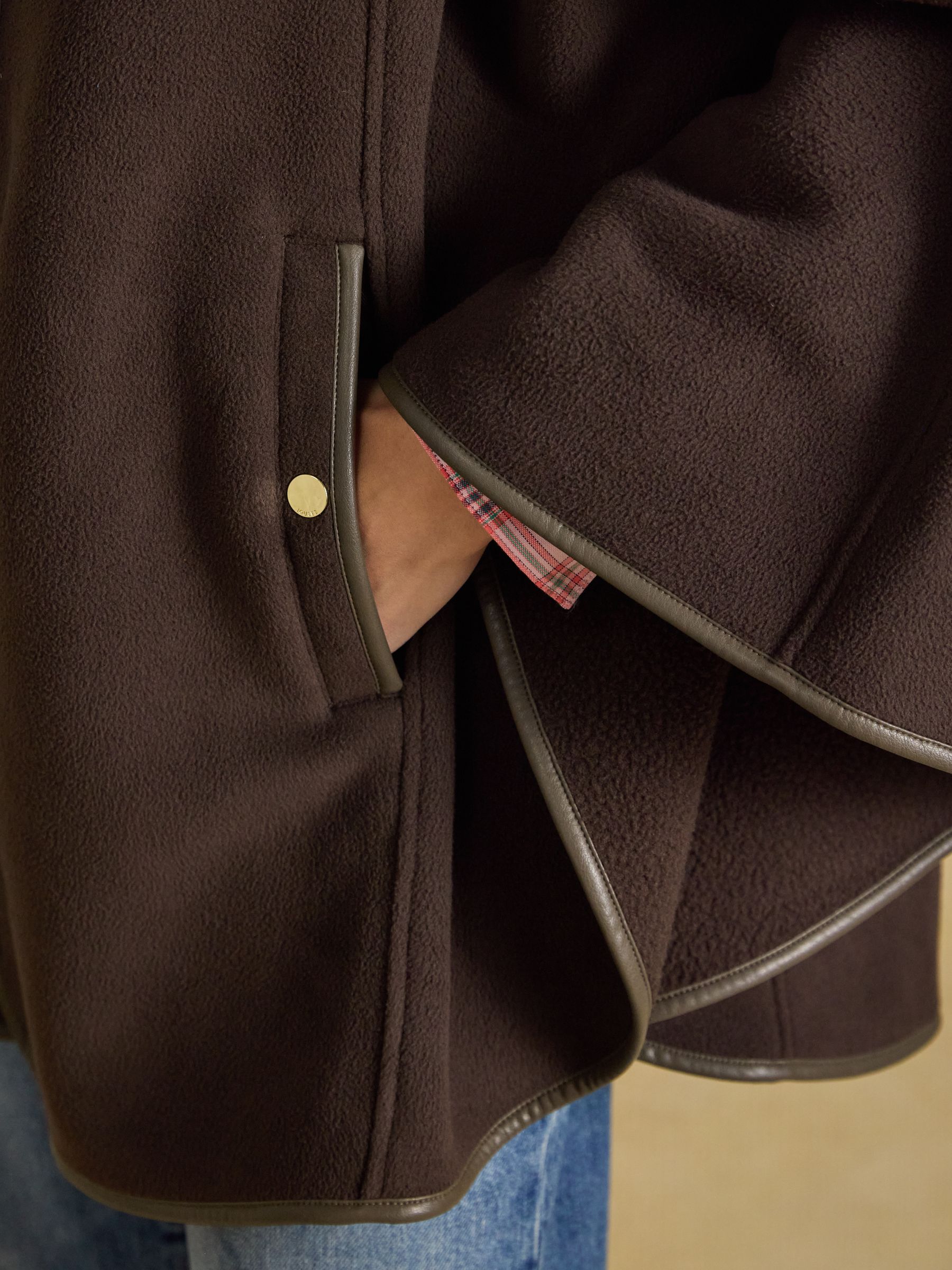 Heritage Chocolate Brown Longline Polar Fleece Longline Cape - Image 5 of 9