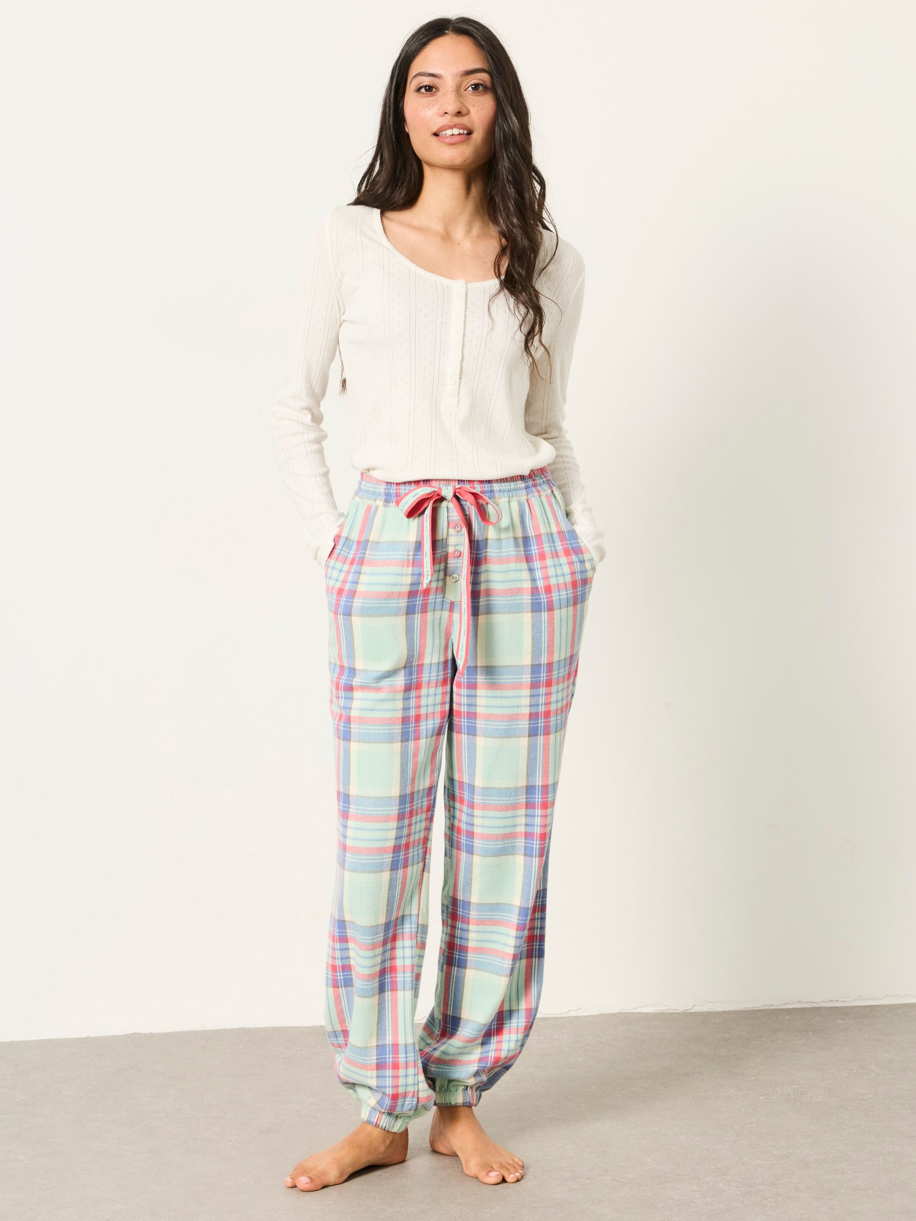 Harper Light Green Check Cuffed Pyjama Bottoms - Image 4 of 6