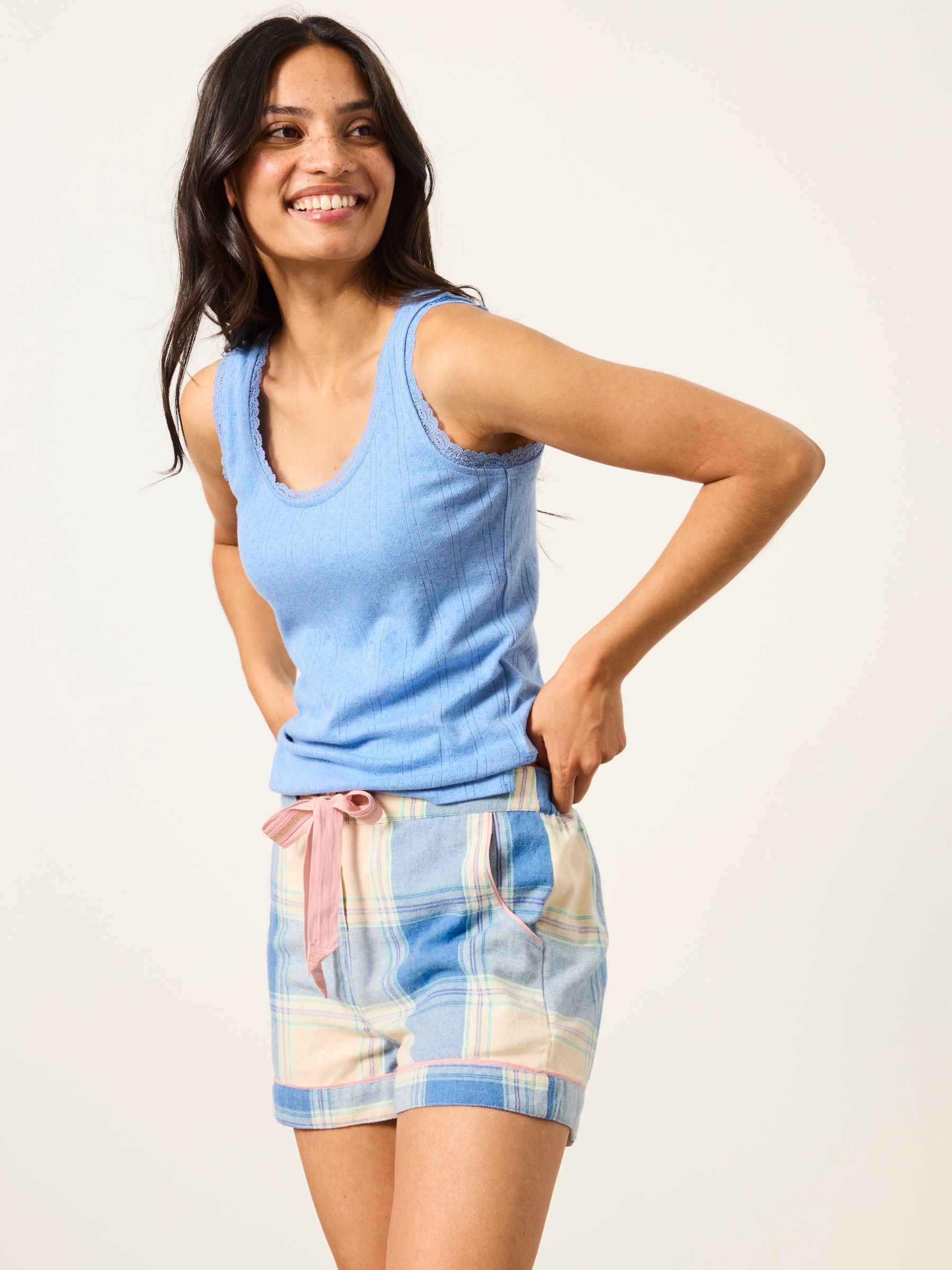 Blue Large Check Pyjama Shorts - Image 1 of 6