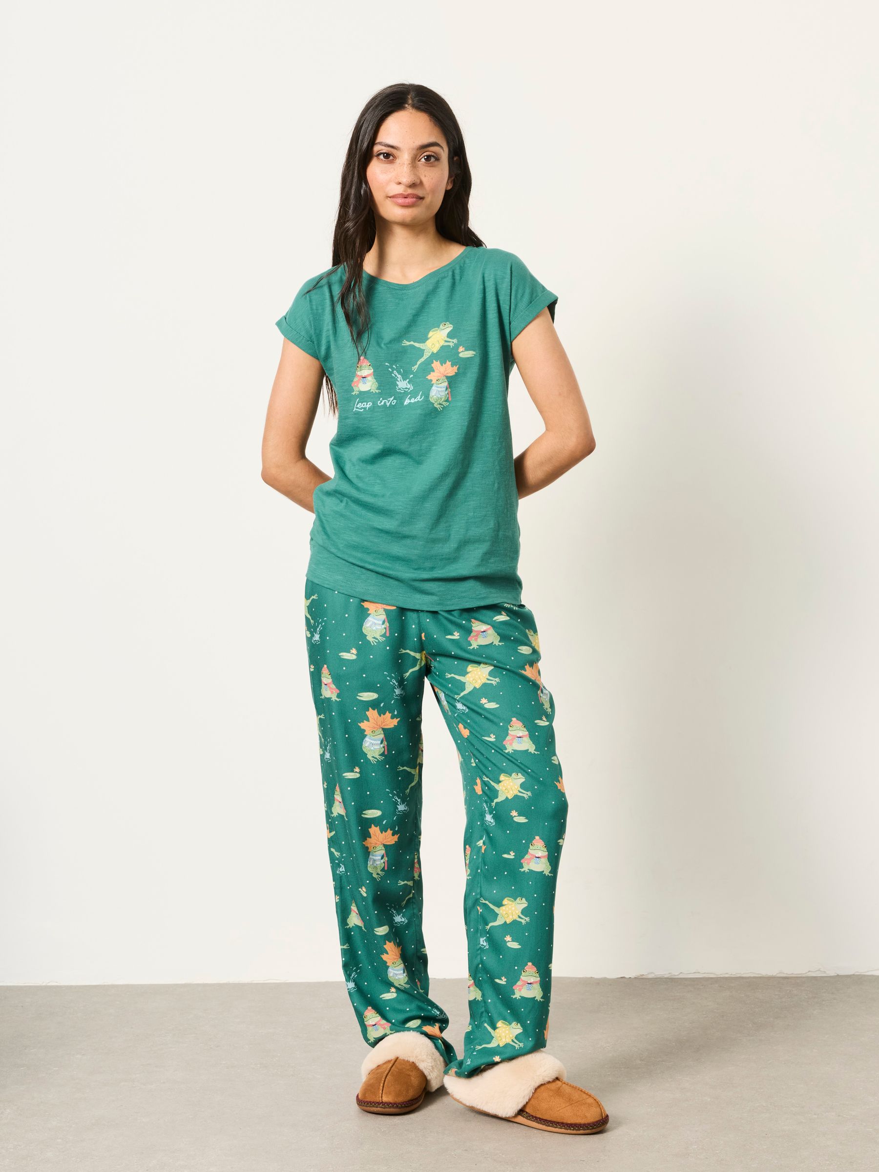 Ivy Teal Blue Frog Pyjama Top - Image 4 of 6