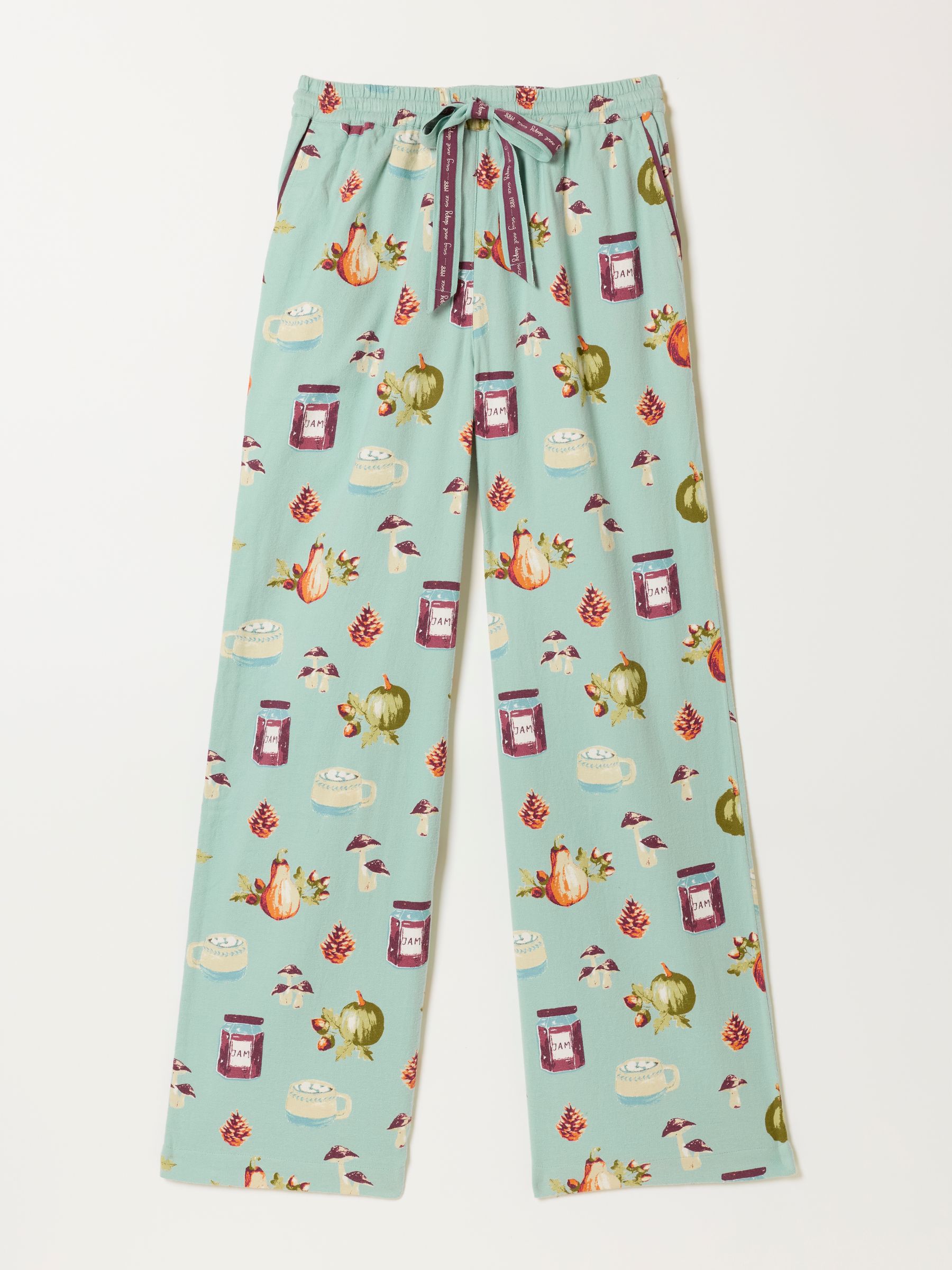 Lola Teal Green Autumn Print Wide Leg Pyjama Bottoms - Image 6 of 6 Lola Teal Green Autumn Print Wide Leg Pyjama Bottoms - Image 6 of 6
