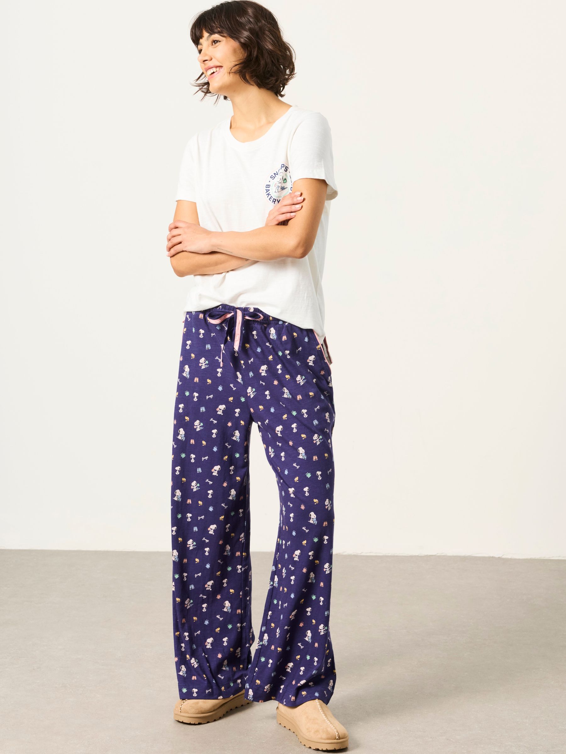 Navy Blue Cafe Snoopy Pant and Tee Pyjama Set - Image 1 of 7