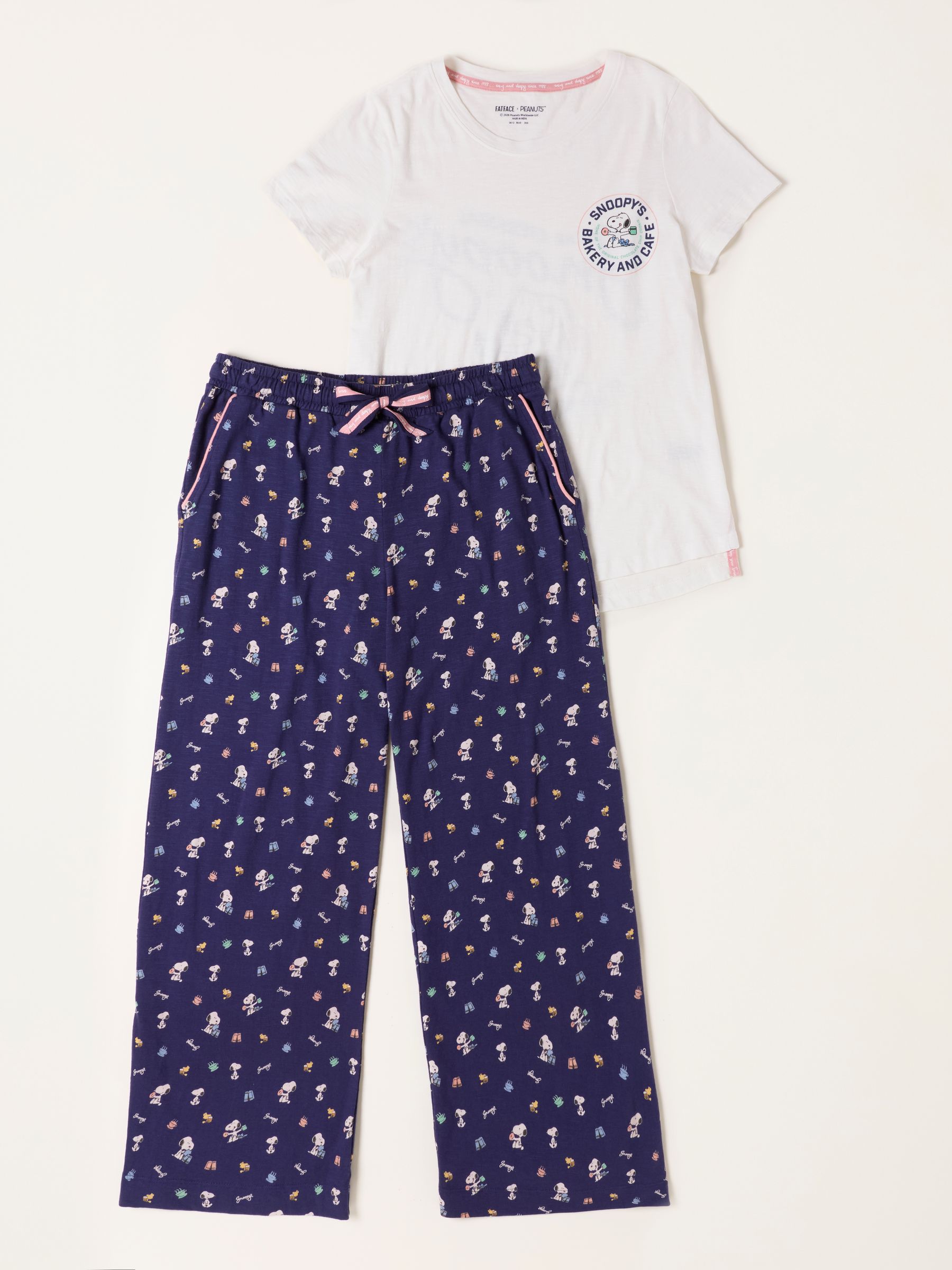 Navy Blue Cafe Snoopy Pant and Tee Pyjama Set - Image 5 of 7