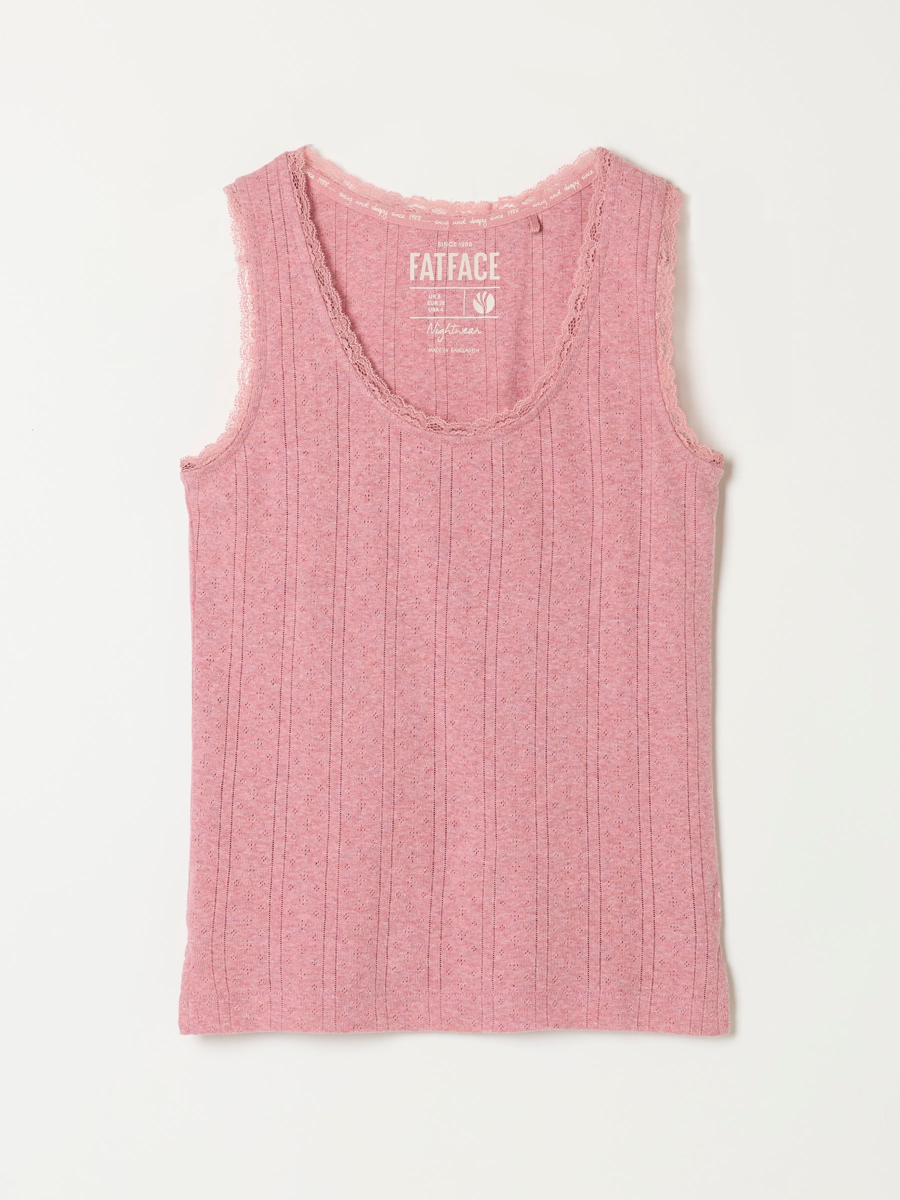 Olivia Pink Pointelle Lace Trim Vest - Image 1 of 1 Olivia Pink Pointelle Lace Trim Vest - Image 1 of 1
