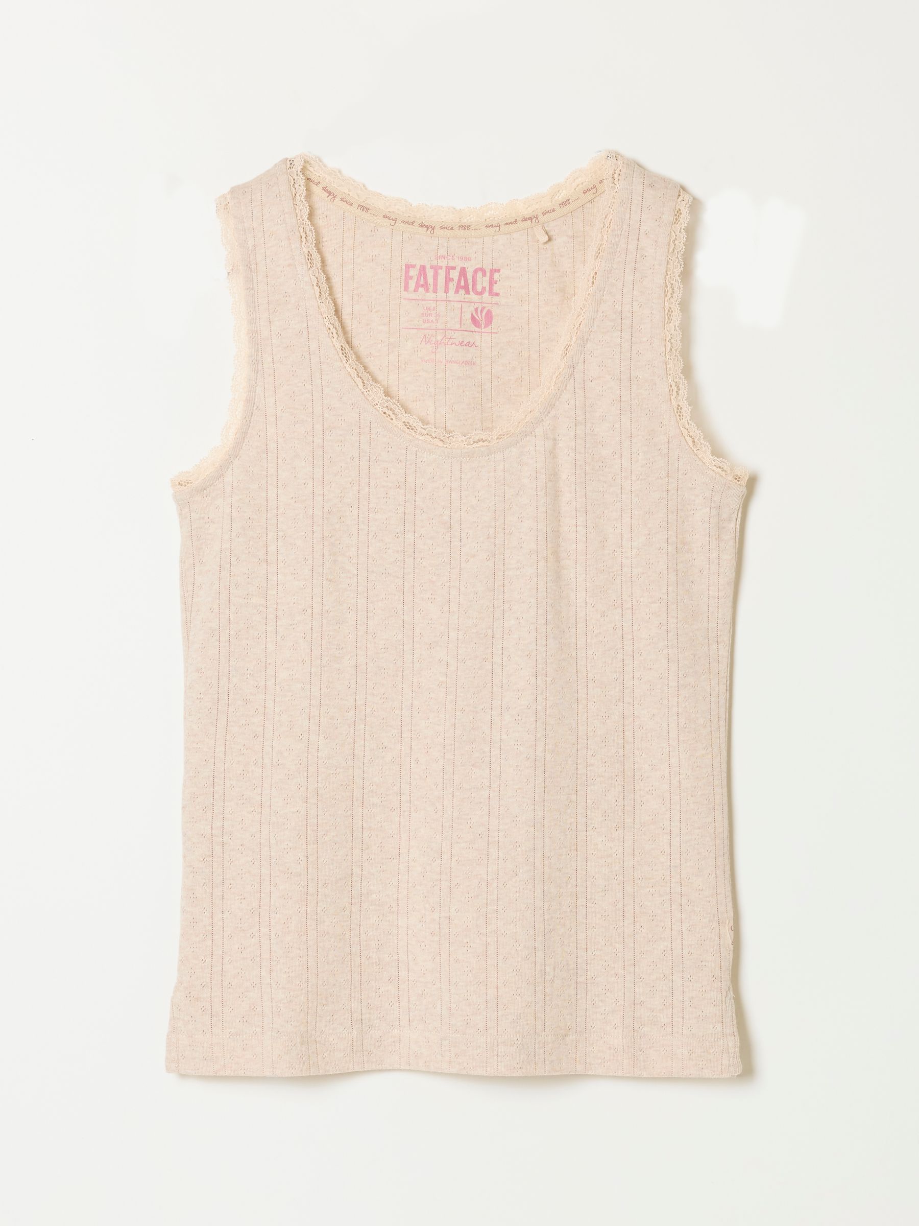 Olivia Oatmeal Pointelle Lace Trim Vest - Image 7 of 7