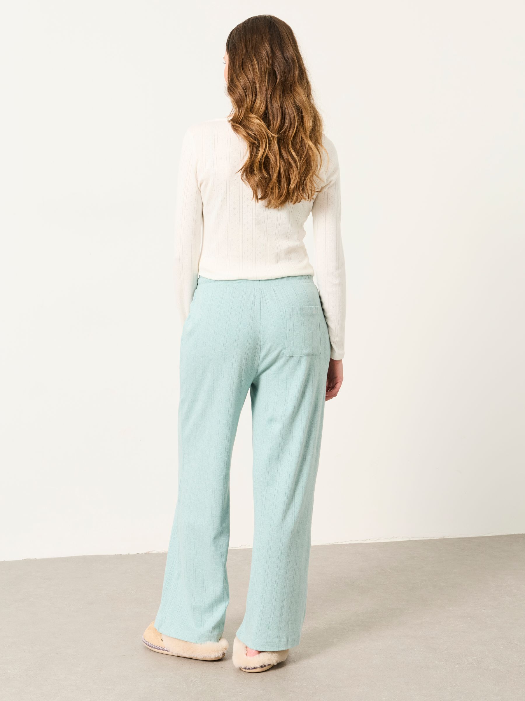 Lola Light Green Pointelle Wide Leg Trousers - Image 2 of 7