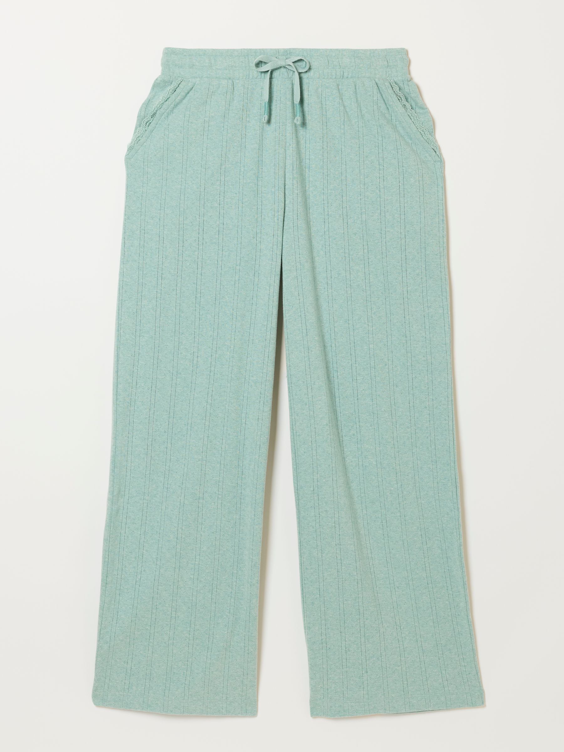 Lola Light Green Pointelle Wide Leg Trousers - Image 7 of 7