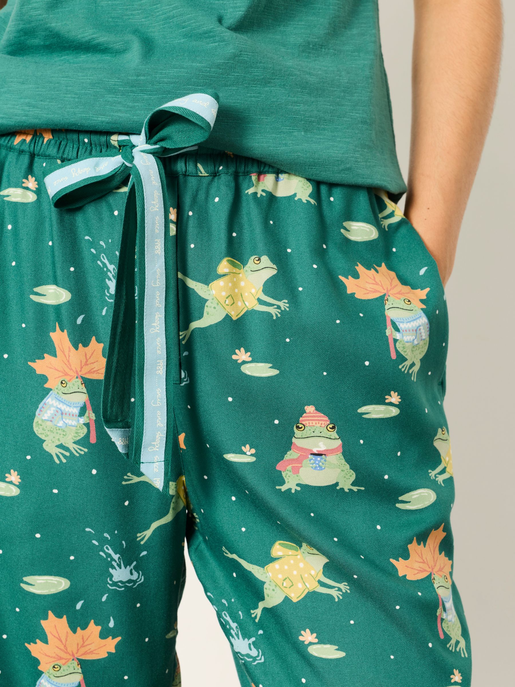 Ruby Teal Blue Frog Relaxed Fit Pyjama Bottoms - Image 3 of 6