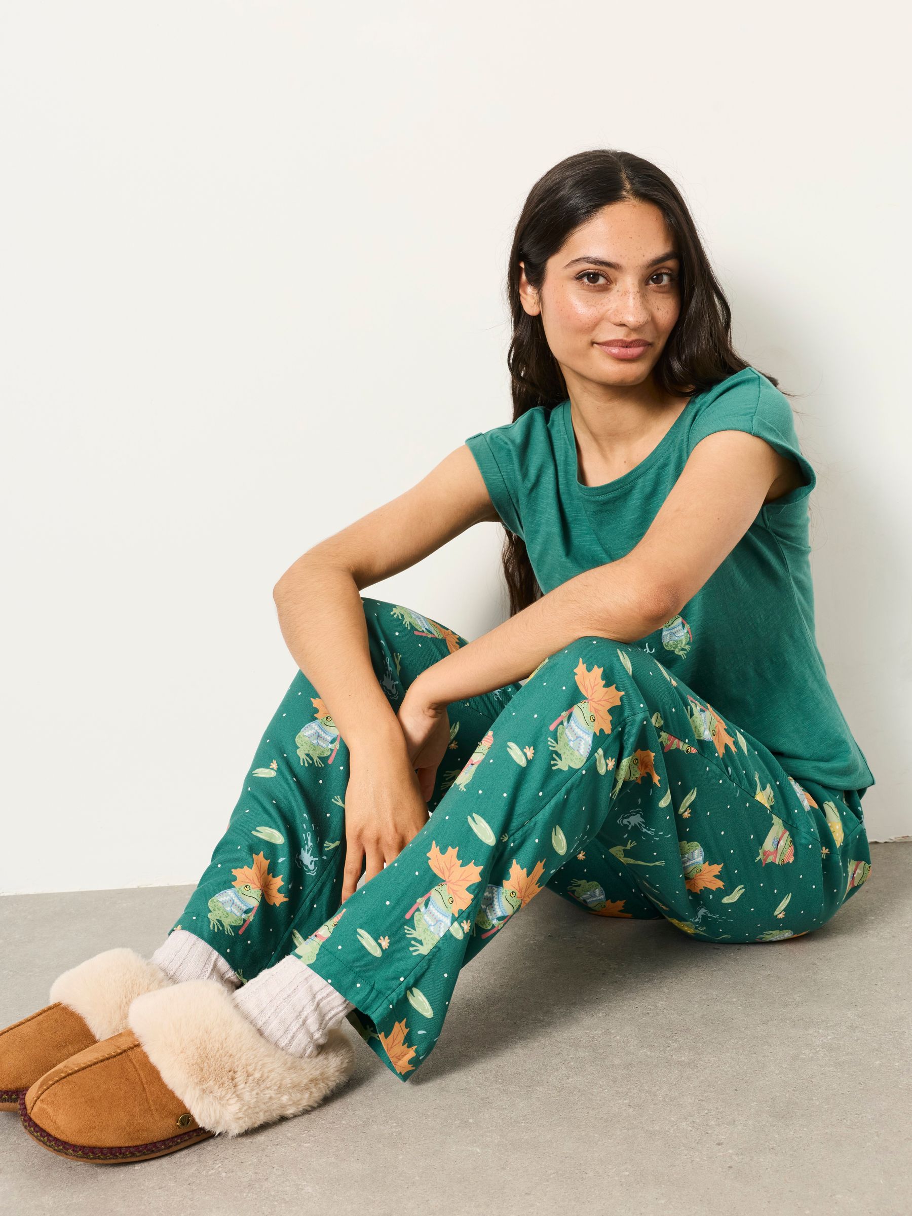 Ruby Teal Blue Frog Relaxed Fit Pyjama Bottoms - Image 5 of 6