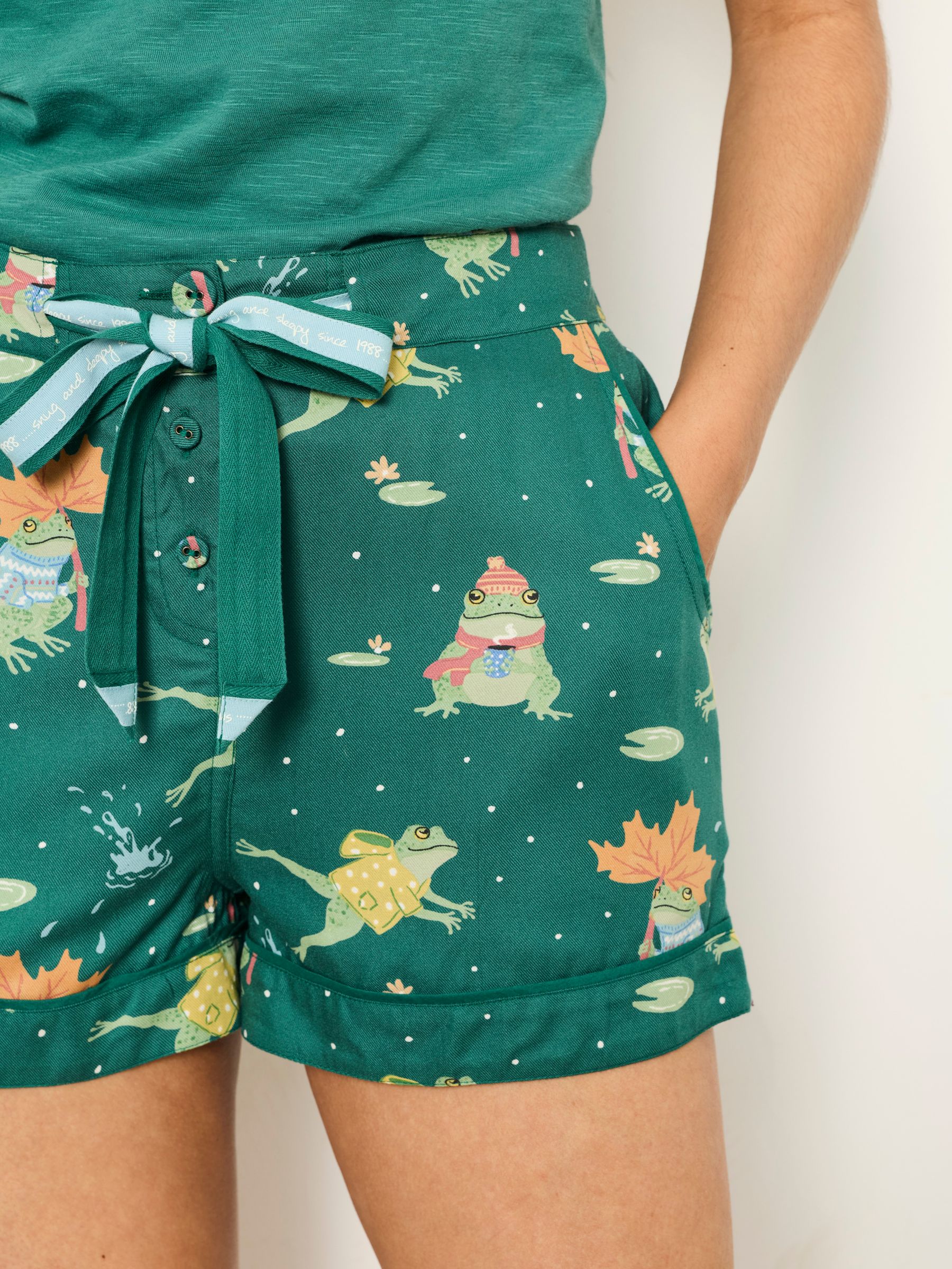 Teal Blue Frog Pyjama Shorts - Image 5 of 6