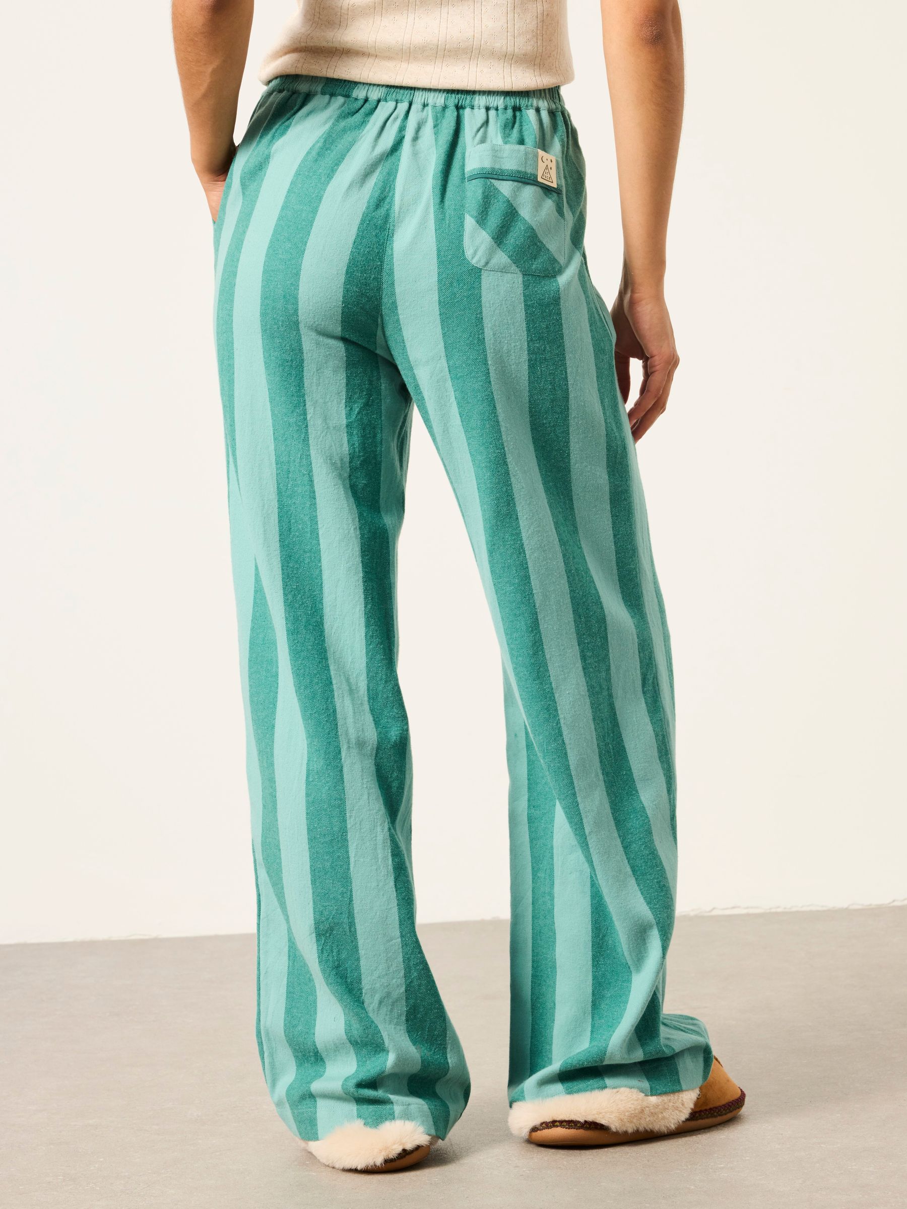 Lola Green Stripe Wide Leg Pyjama Bottoms - Image 2 of 6