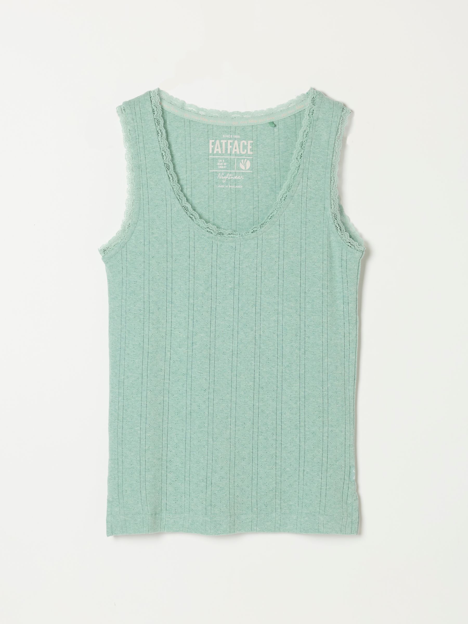 Olivia Light Green Pointelle Lace Trim Vest - Image 6 of 6 Olivia Light Green Pointelle Lace Trim Vest - Image 6 of 6