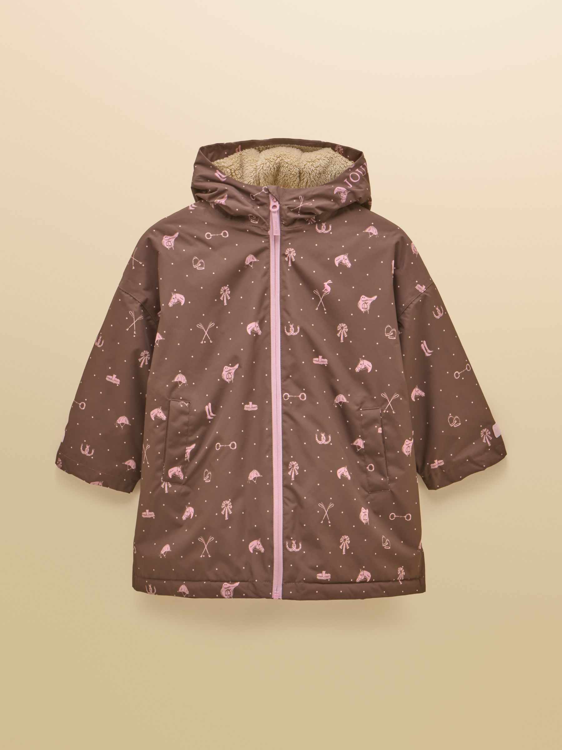 Girls' Coverall Chocolate Brown Oversized Fleece Lined Waterproof Coat - Image 1 of 5