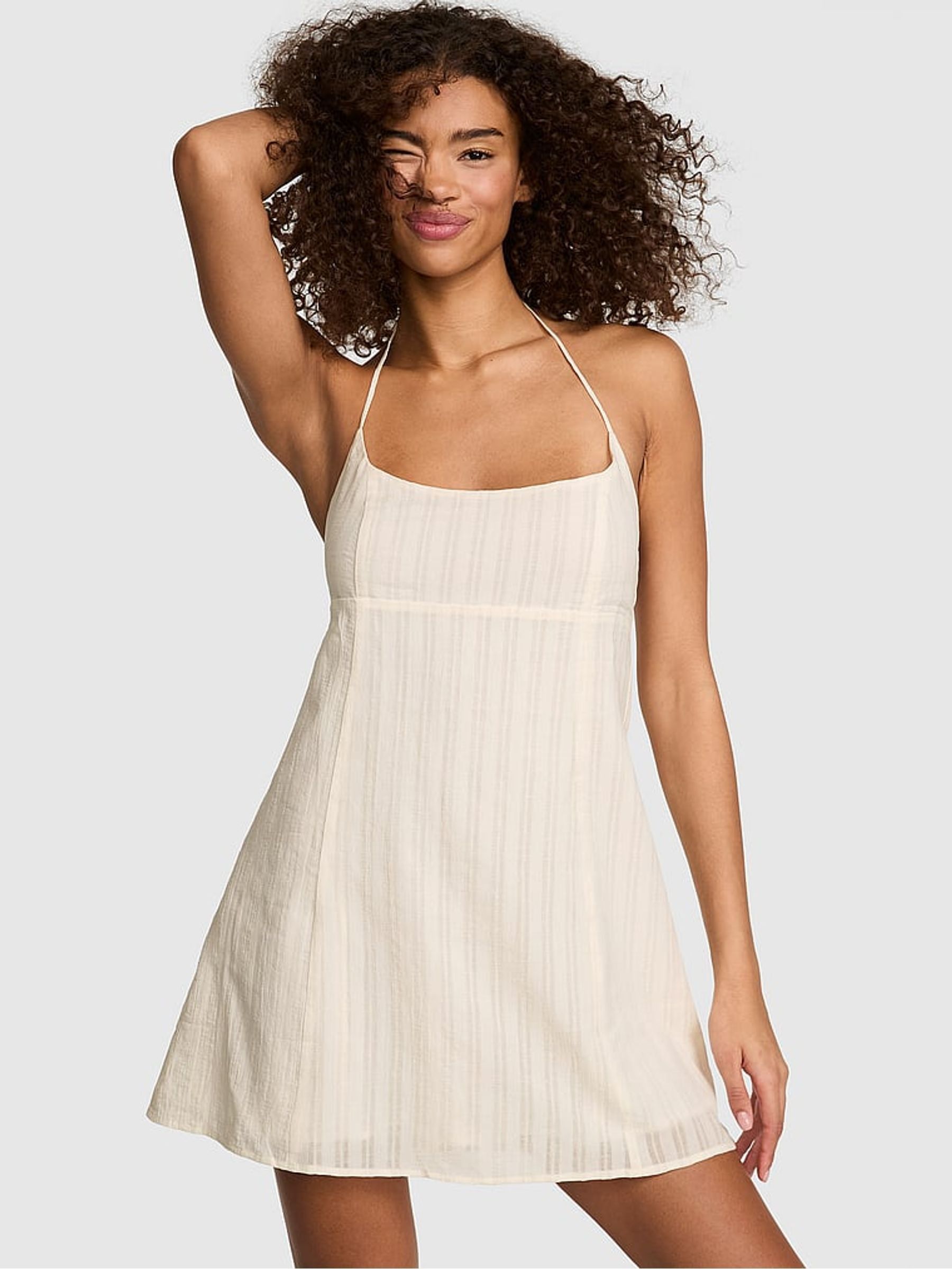 Winter White Halter Mini Dress - Image 1 of 2