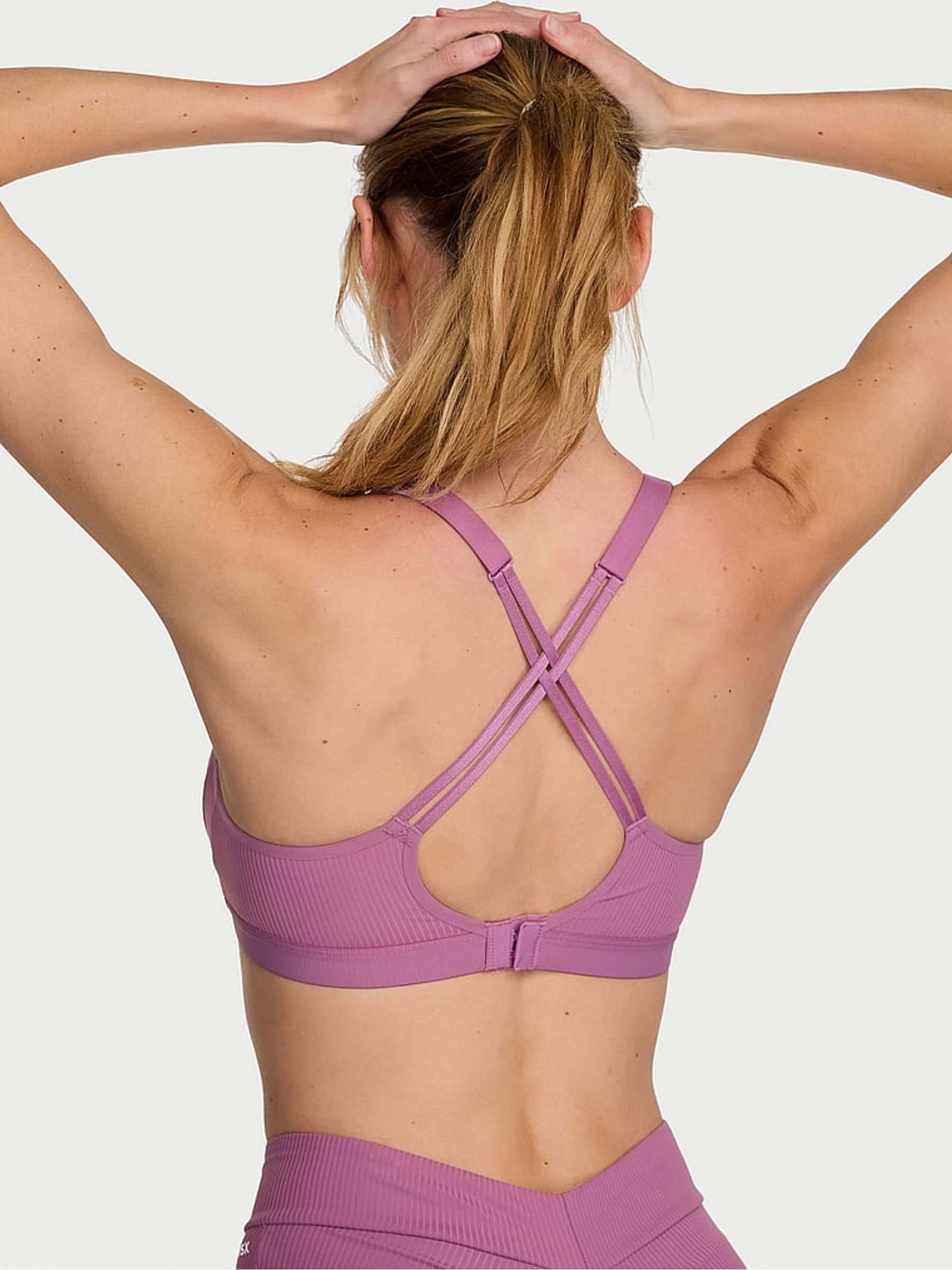 Violet Frost Purple Ribbed Angel Elevate Medium Support Sports Bra - Image 2 of 2 Violet Frost Purple Ribbed Angel Elevate Medium Support Sports Bra - Image 2 of 2