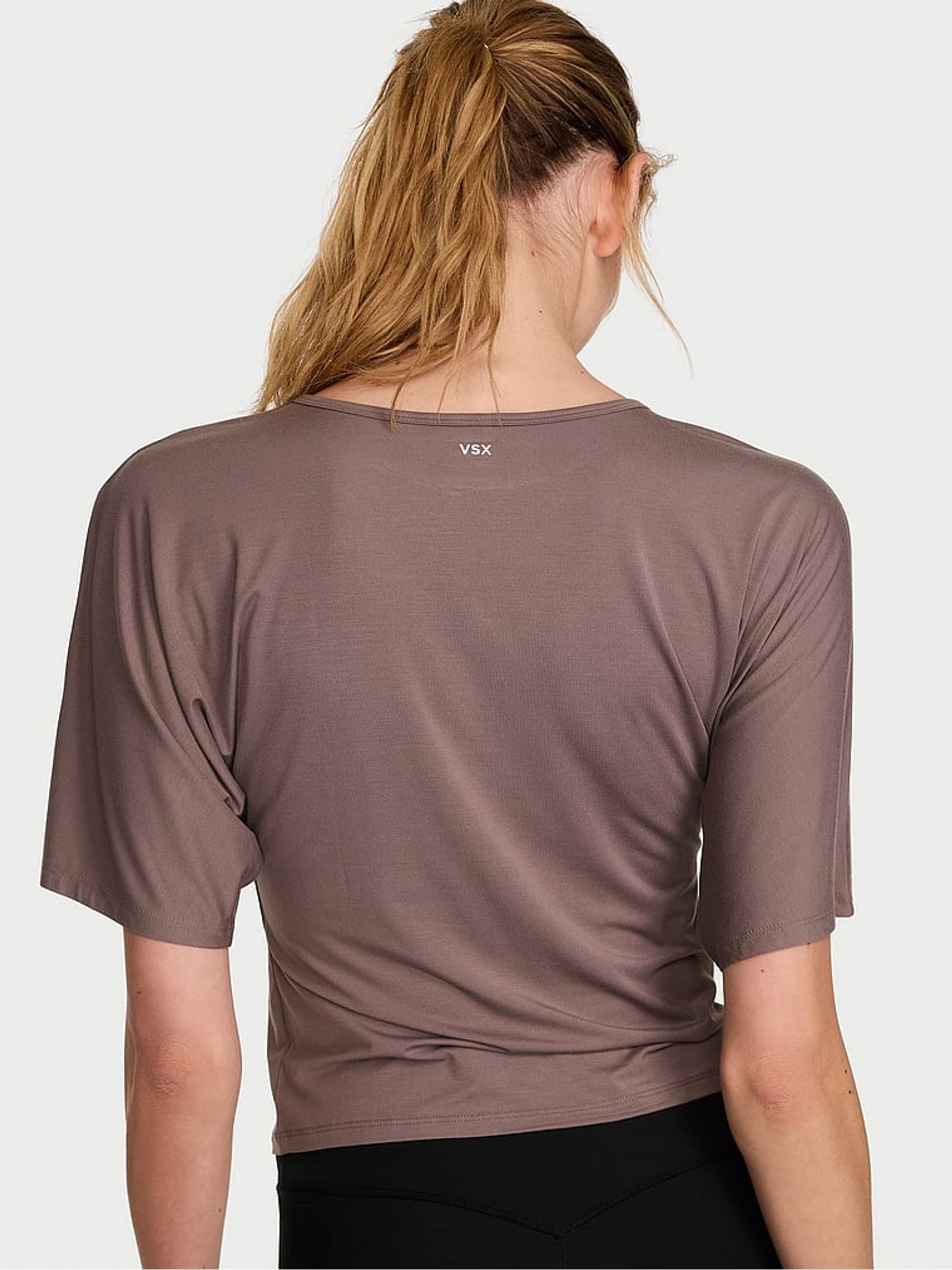 Cloudy Grey Drapey Knit Ruched T-shirt - Image 2 of 2