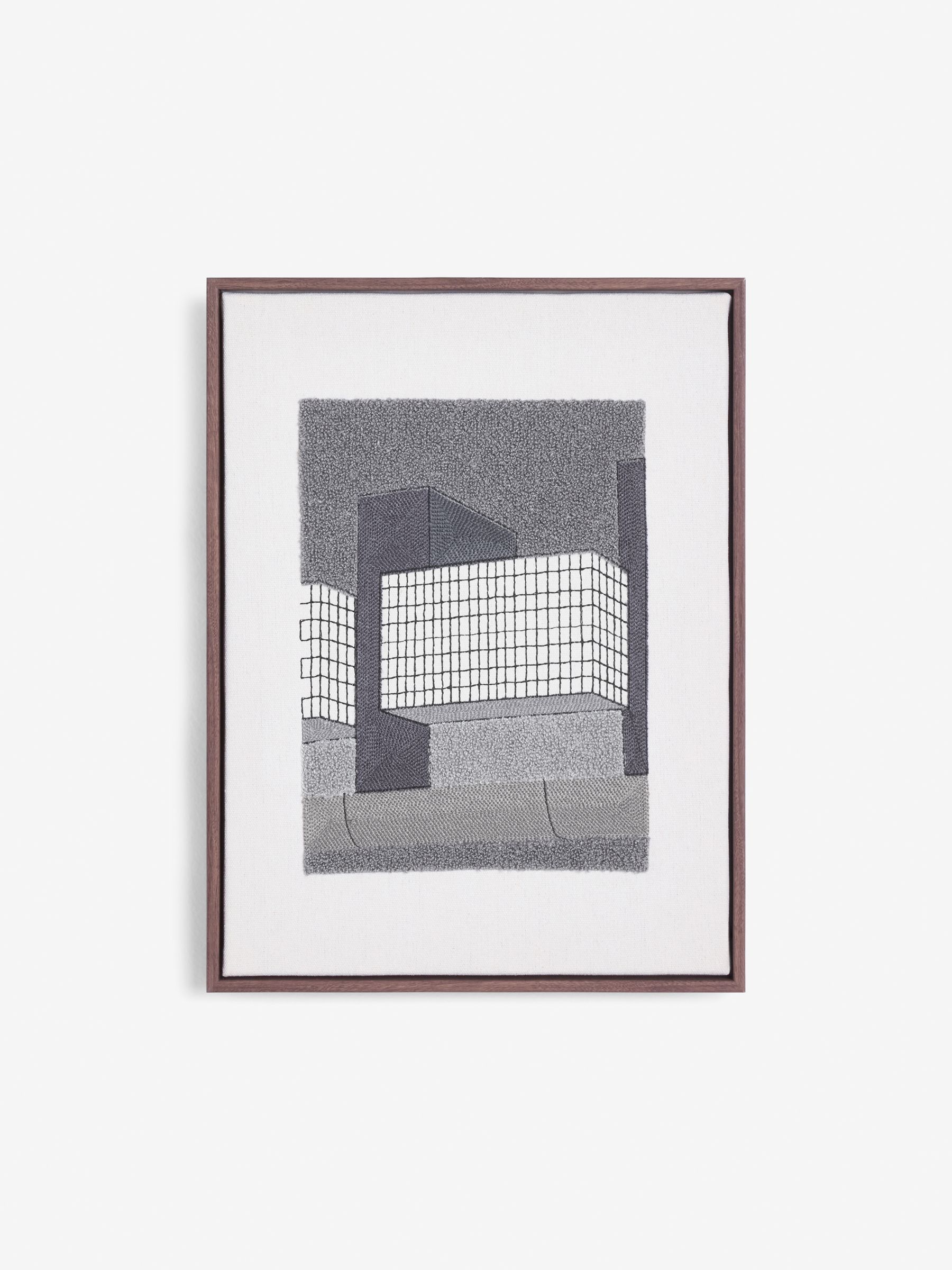 Block Embroidered Wall Art in Grey - Image 3 of 5