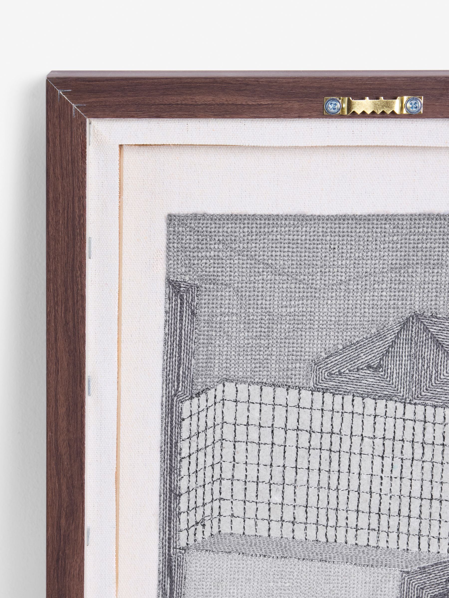 Block Embroidered Wall Art in Grey - Image 4 of 5
