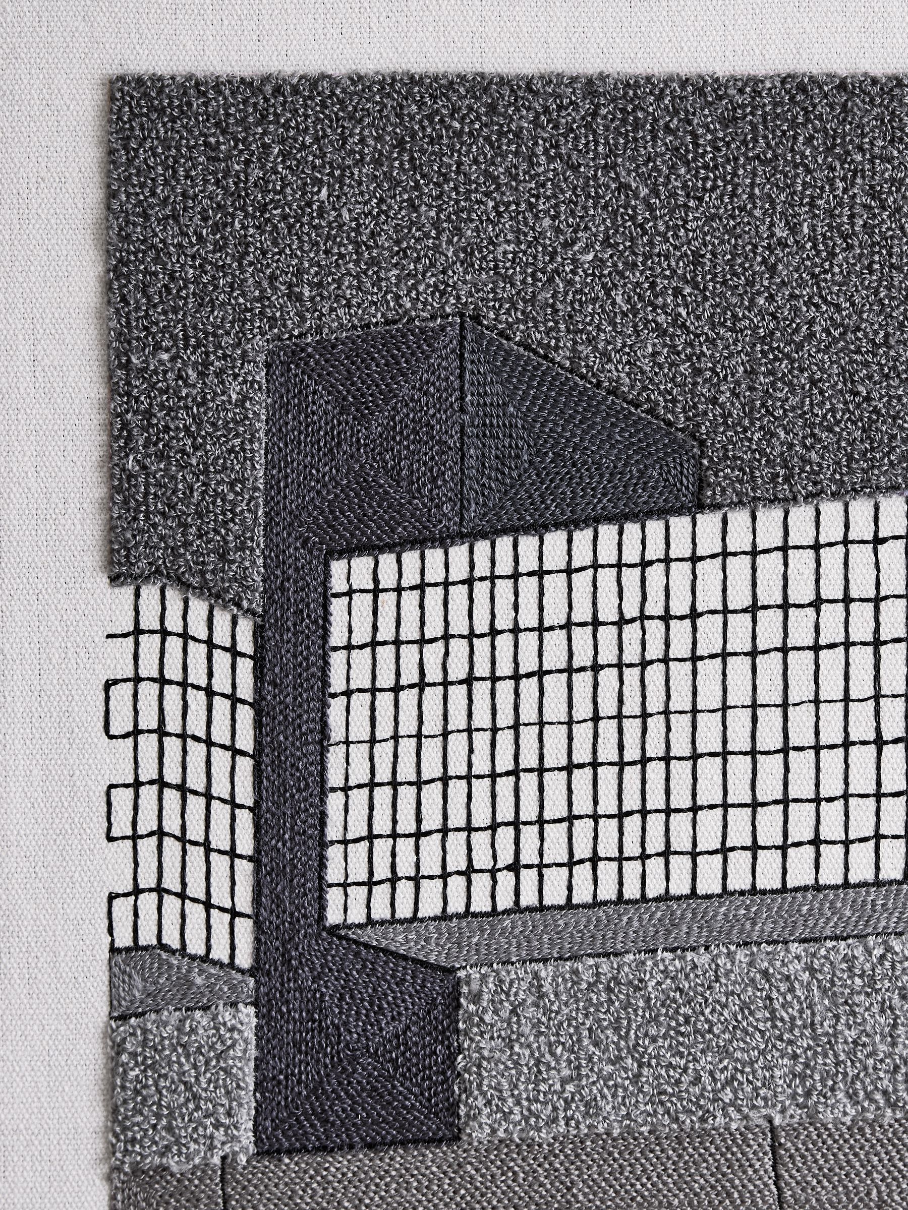 Block Embroidered Wall Art in Grey - Image 5 of 5