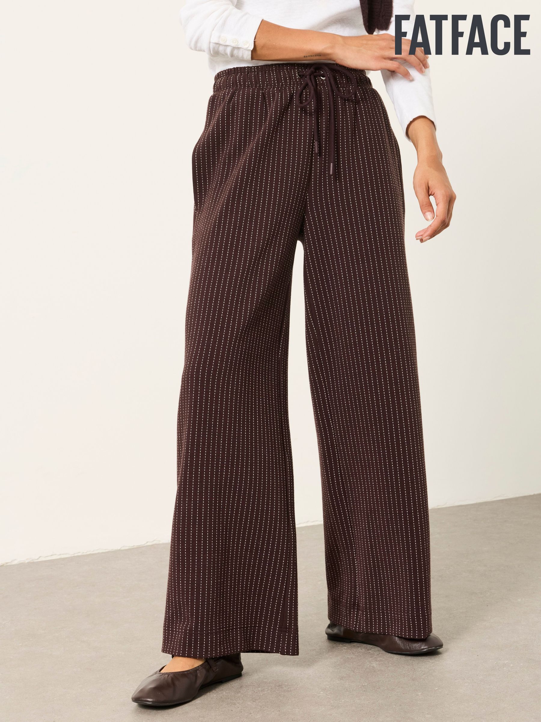Jenny Brown Jersey Stripe Trousers - Image 3 of 9