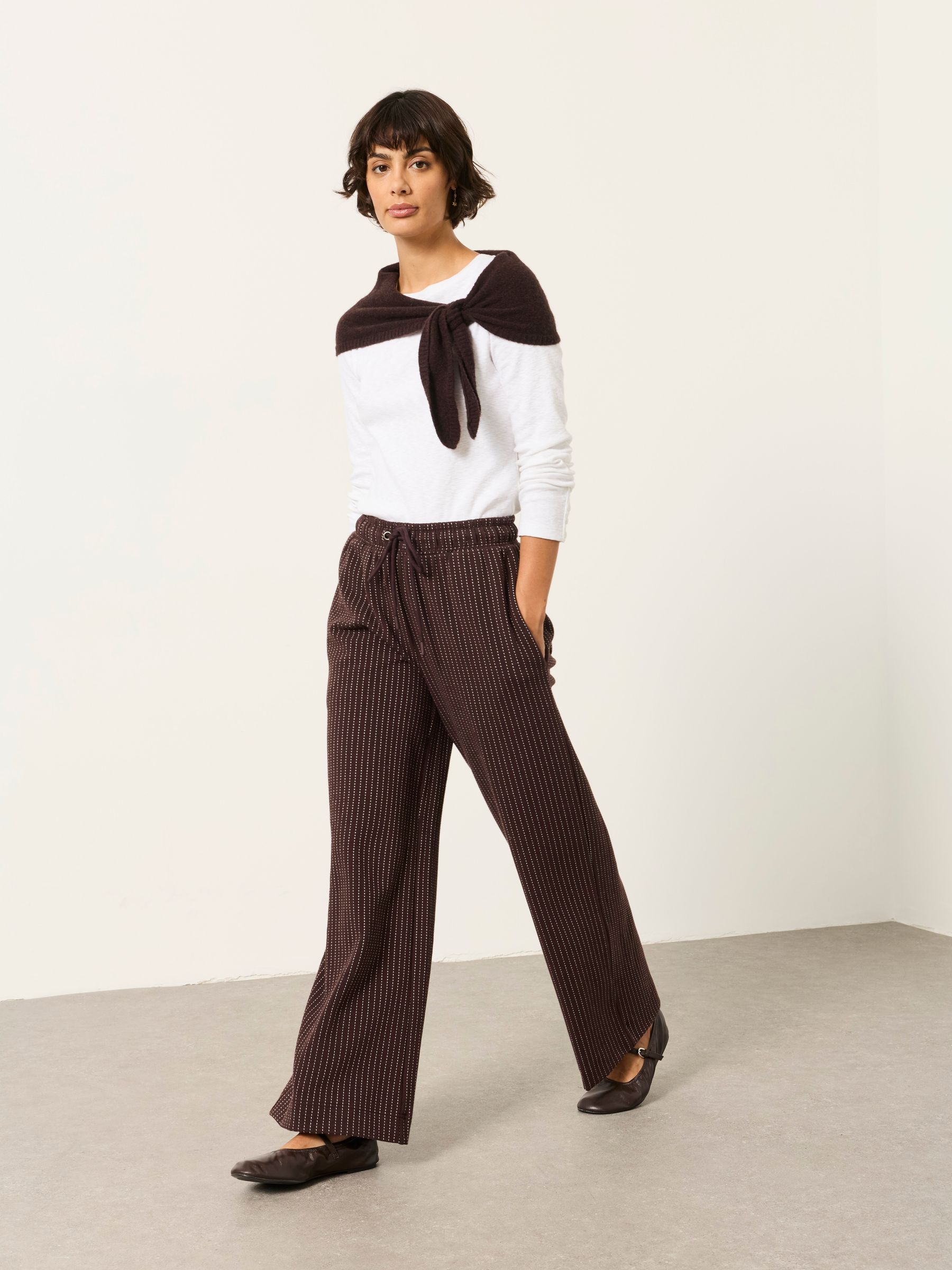 Jenny Brown Jersey Stripe Trousers - Image 6 of 9