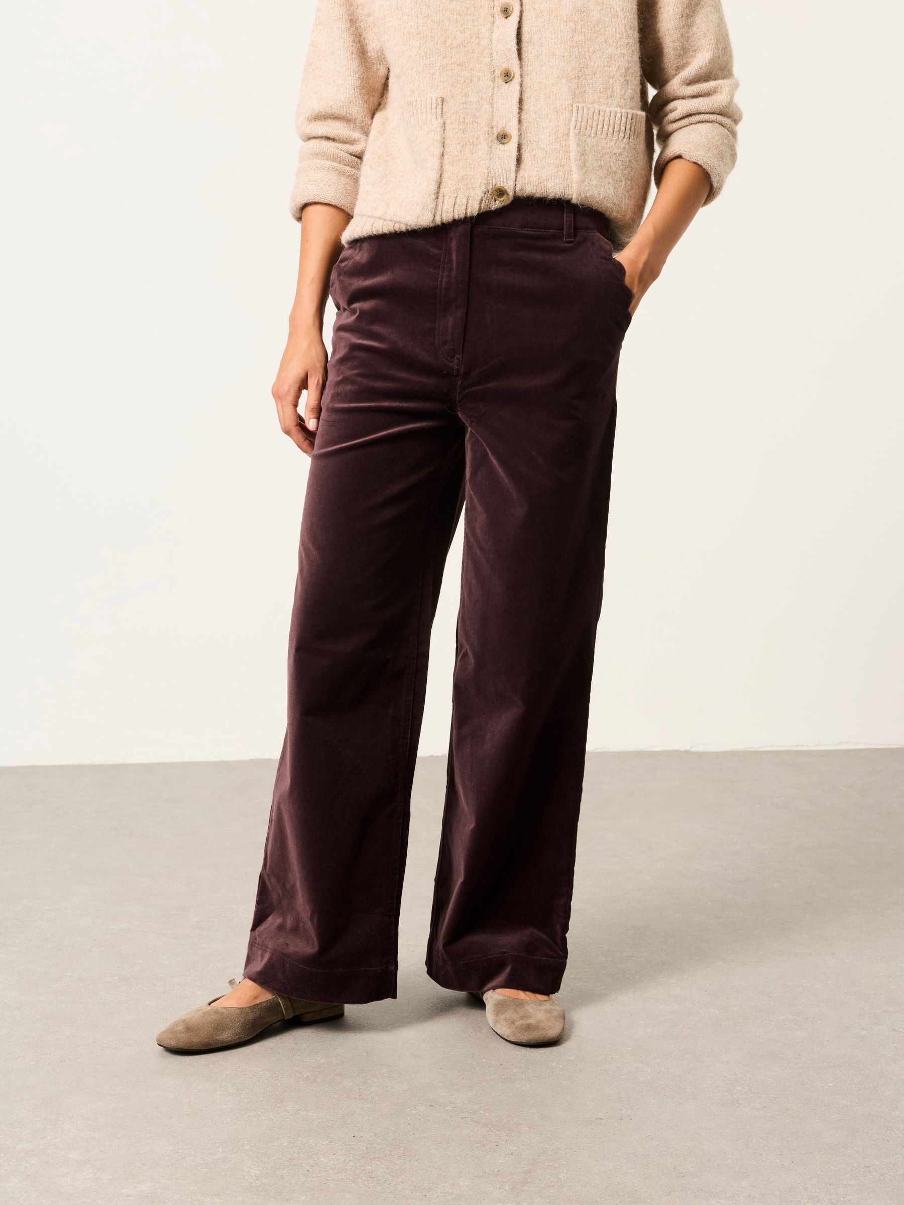 Hove Brown Velvet Wide leg Trousers - Image 1 of 6 Hove Brown Velvet Wide leg Trousers - Image 1 of 6