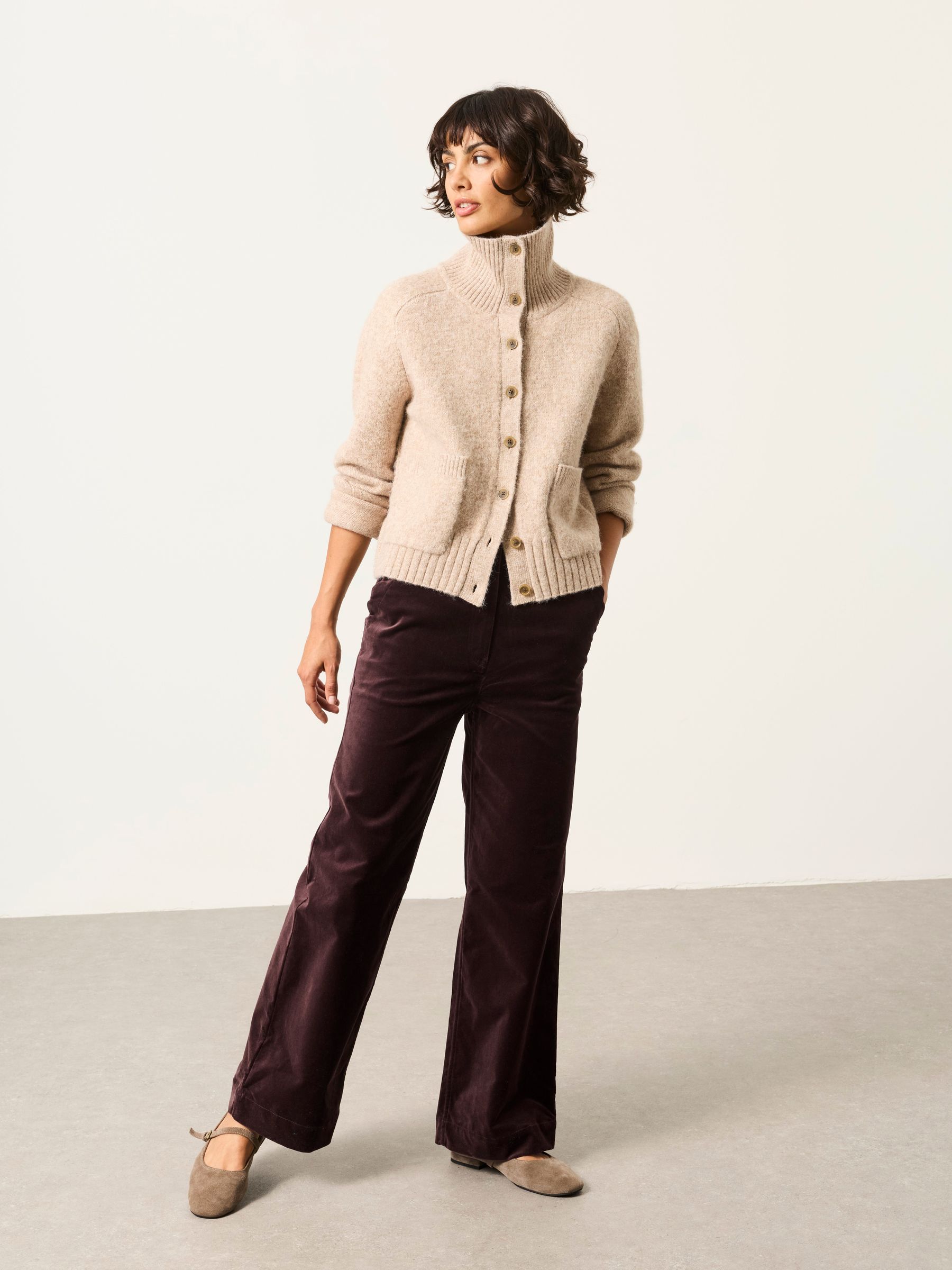 Hove Brown Velvet Wide leg Trousers - Image 3 of 6