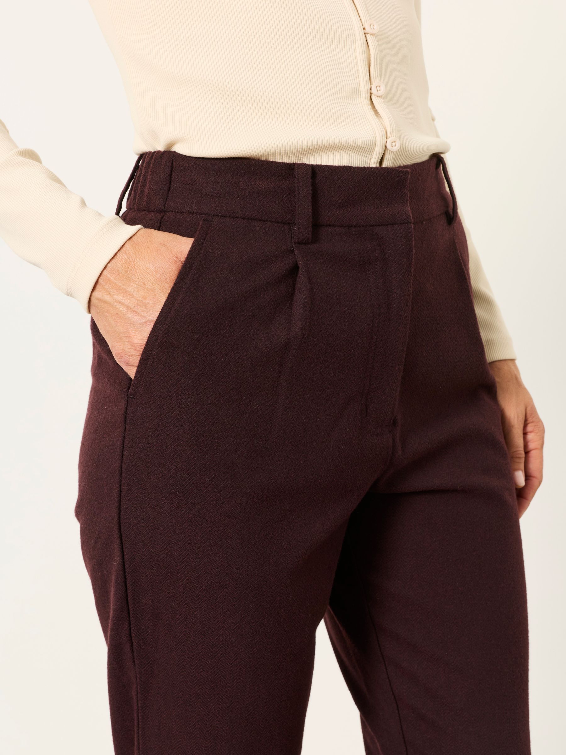 Willow Plum Purple Herringbone Trousers - Image 3 of 5