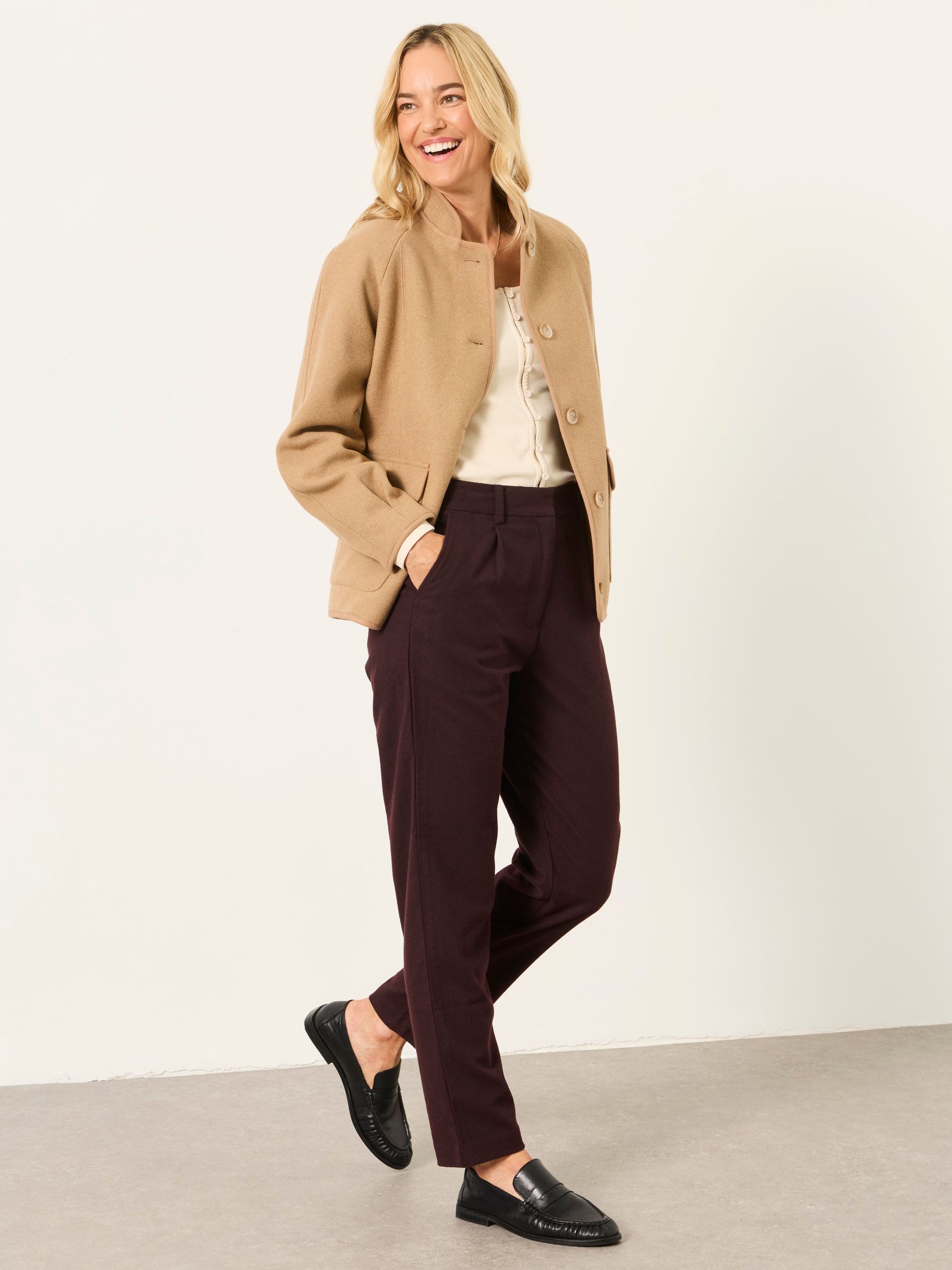 Willow Plum Purple Herringbone Trousers - Image 4 of 5