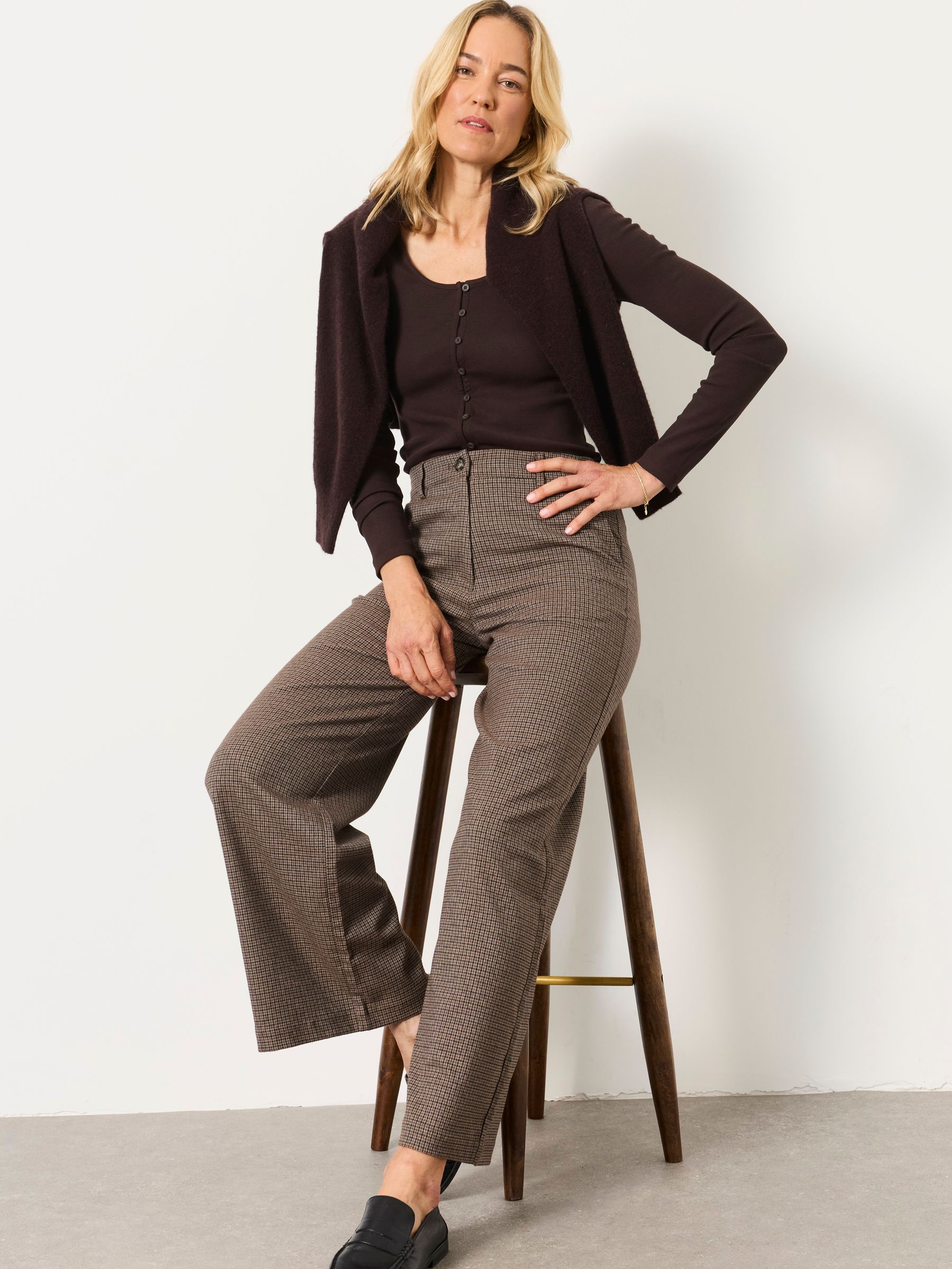 Presley Brown Mini Check Trousers - Image 5 of 6