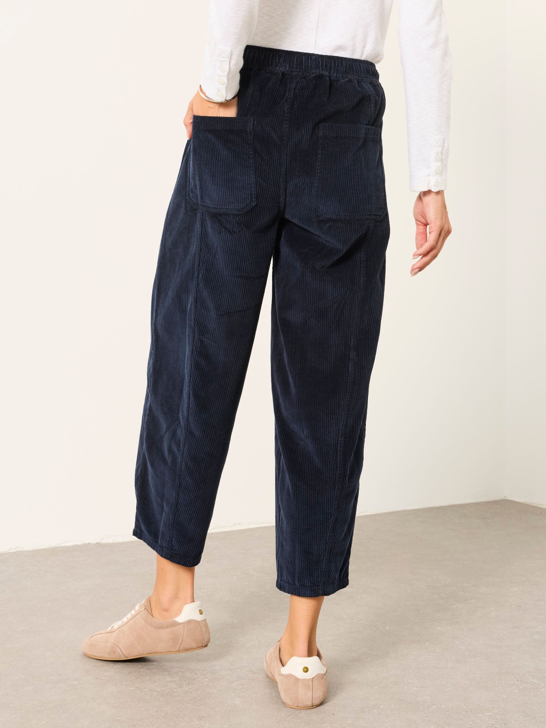 Alev Navy Barrel Cropped Cord Trousers - Image 2 of 6