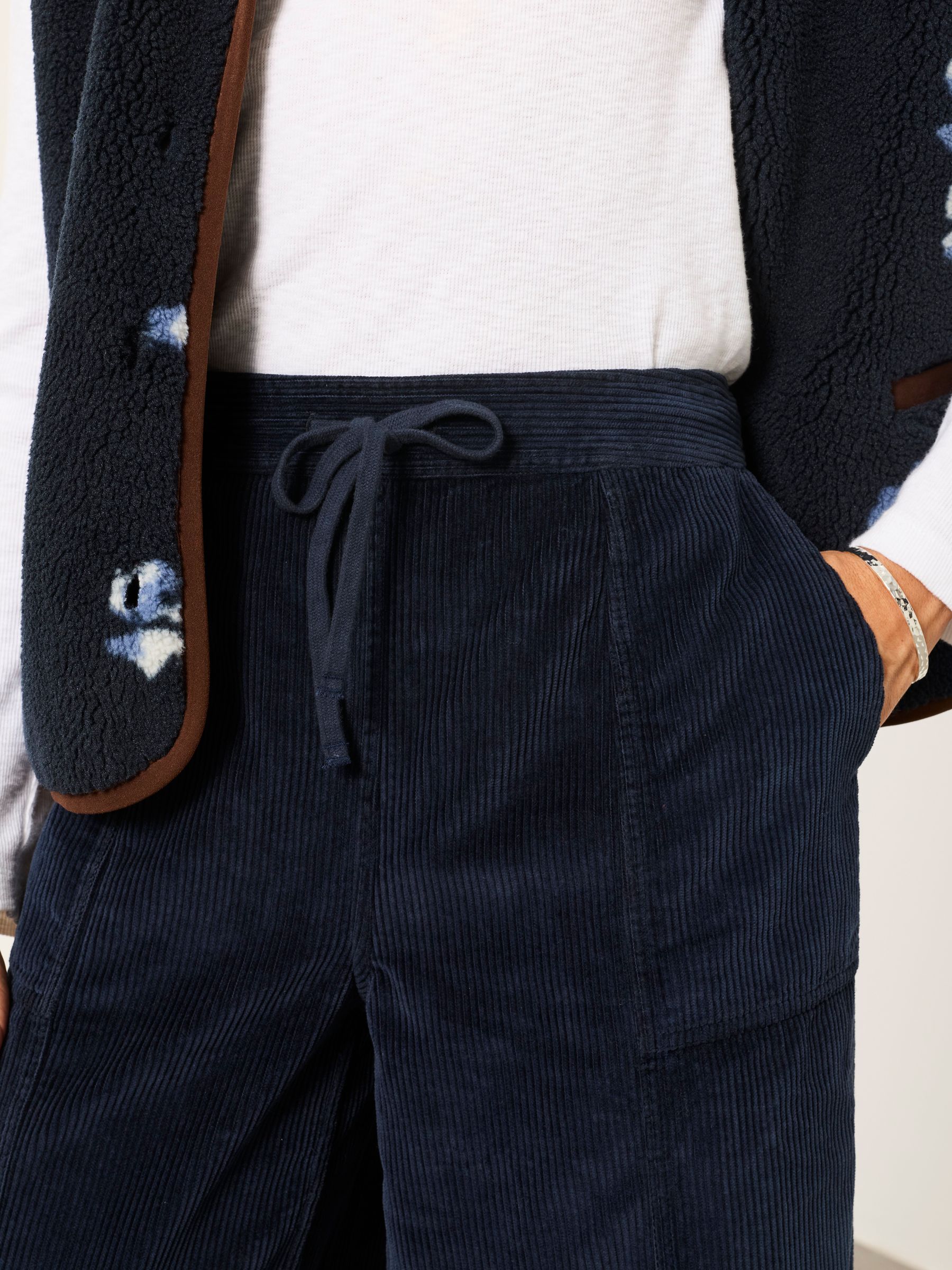 Alev Navy Barrel Cropped Cord Trousers - Image 3 of 6