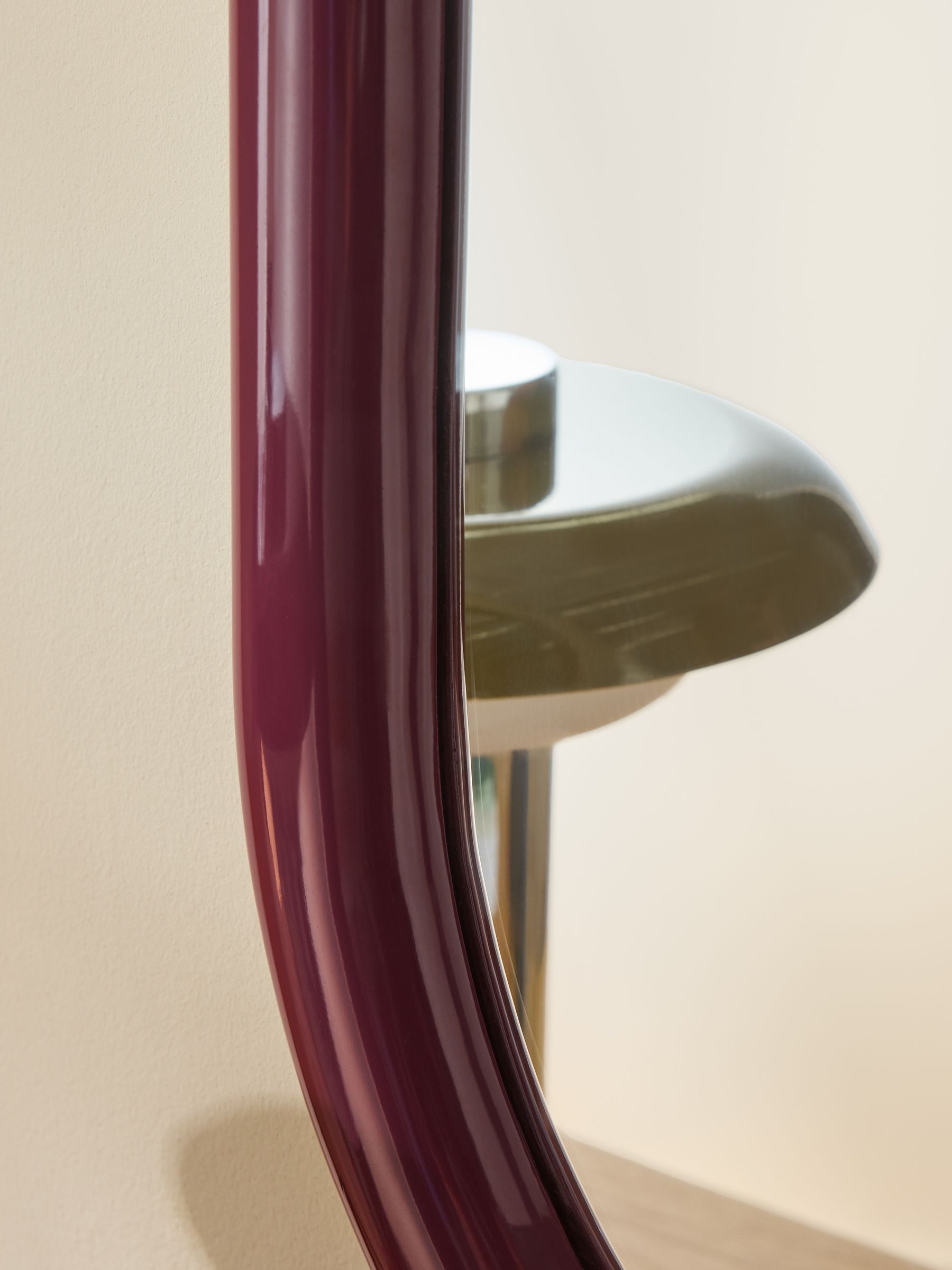 Reya Oval Mirror in Burgundy Red - Image 3 of 5