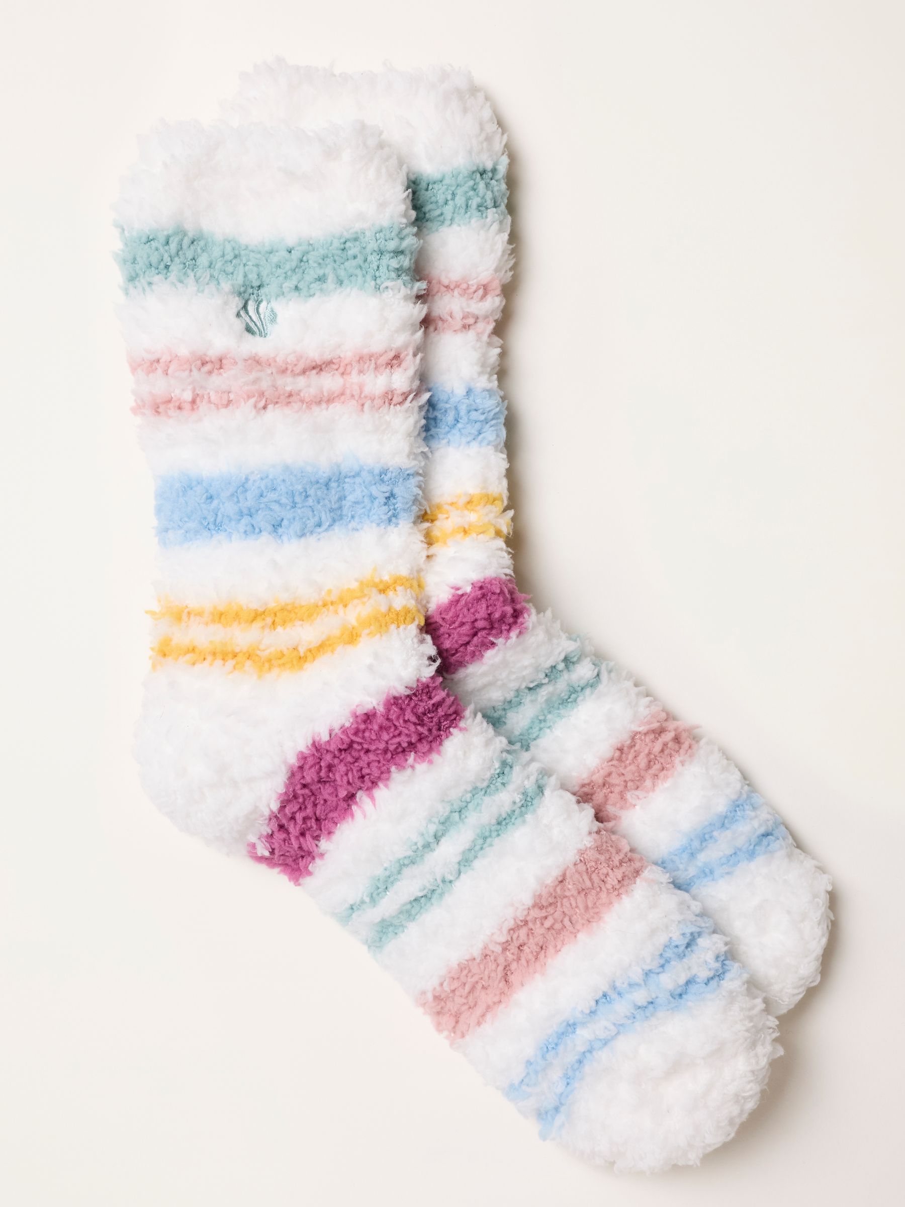 Cream Stripe Fluffy Socks - Image 1 of 2