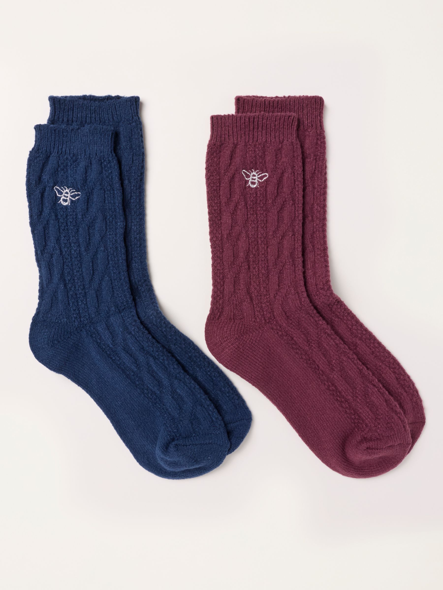 2 Pack Navy/Red Bee Cable Socks - Image 2 of 3