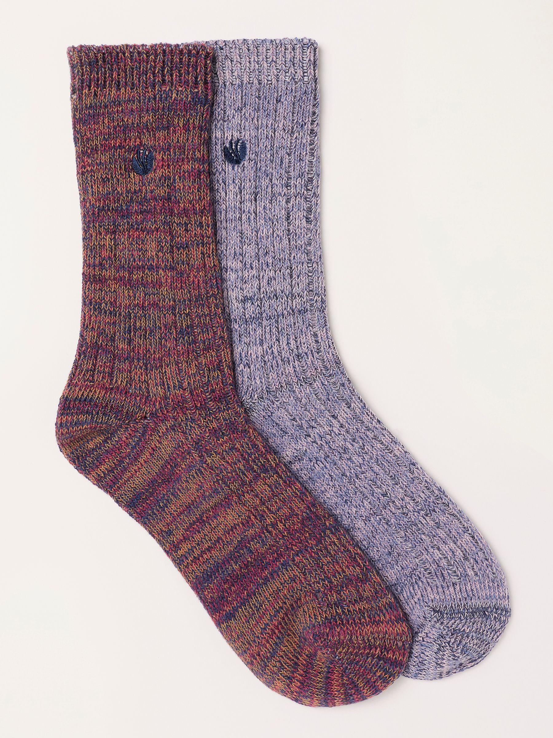 2 Pack Purple/Multi Boot Socks - Image 1 of 3