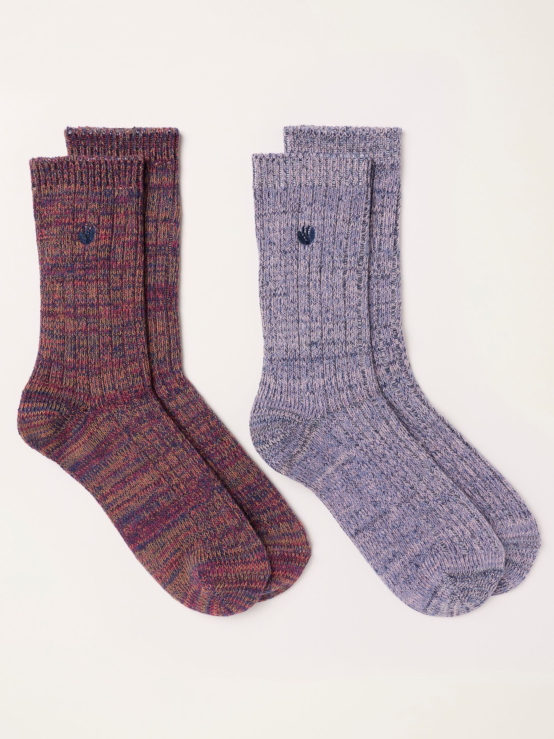 2 Pack Purple/Multi Boot Socks - Image 2 of 3