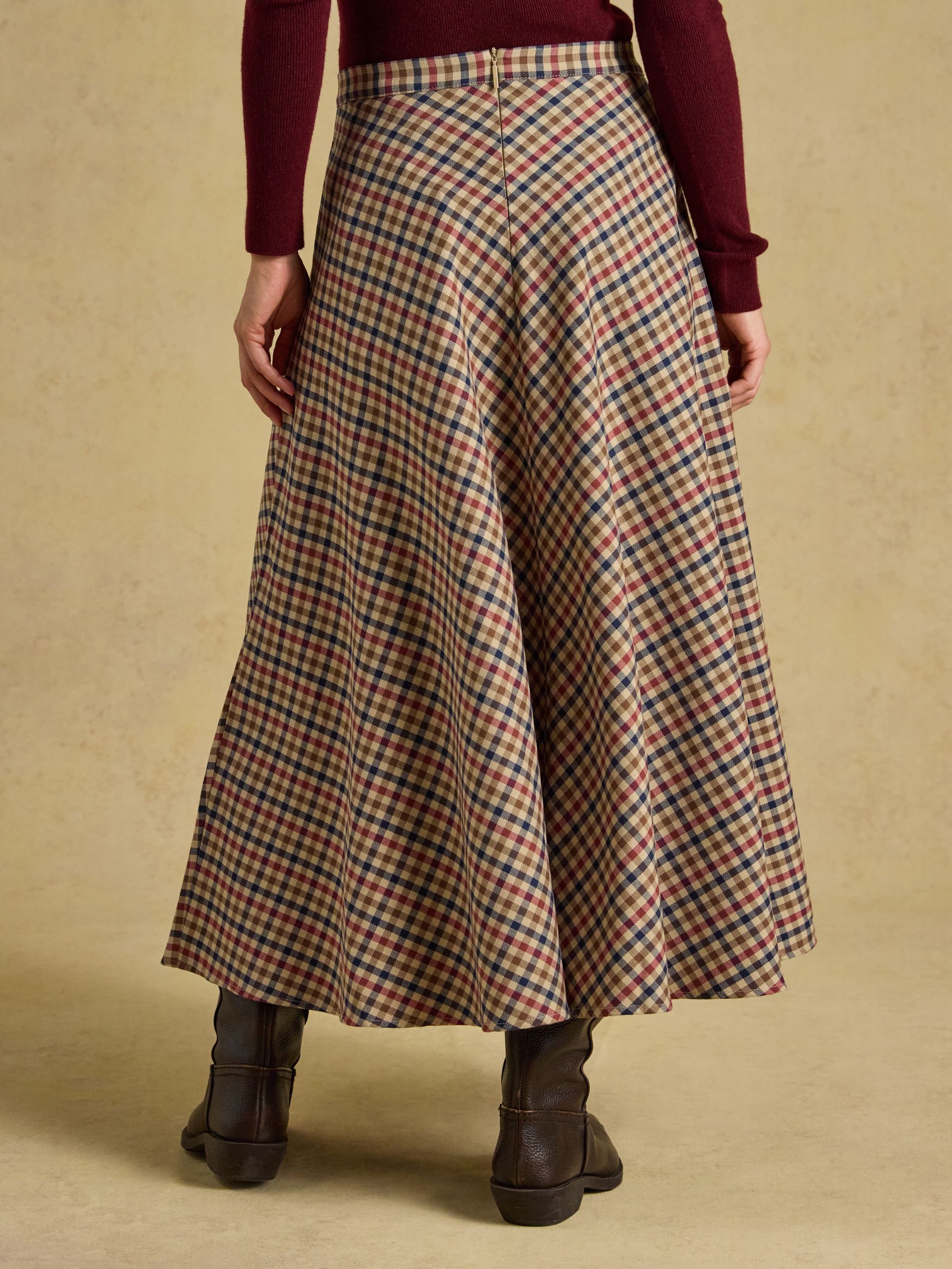 Emmy Brown Check Panel Midi Skirt - Image 4 of 9