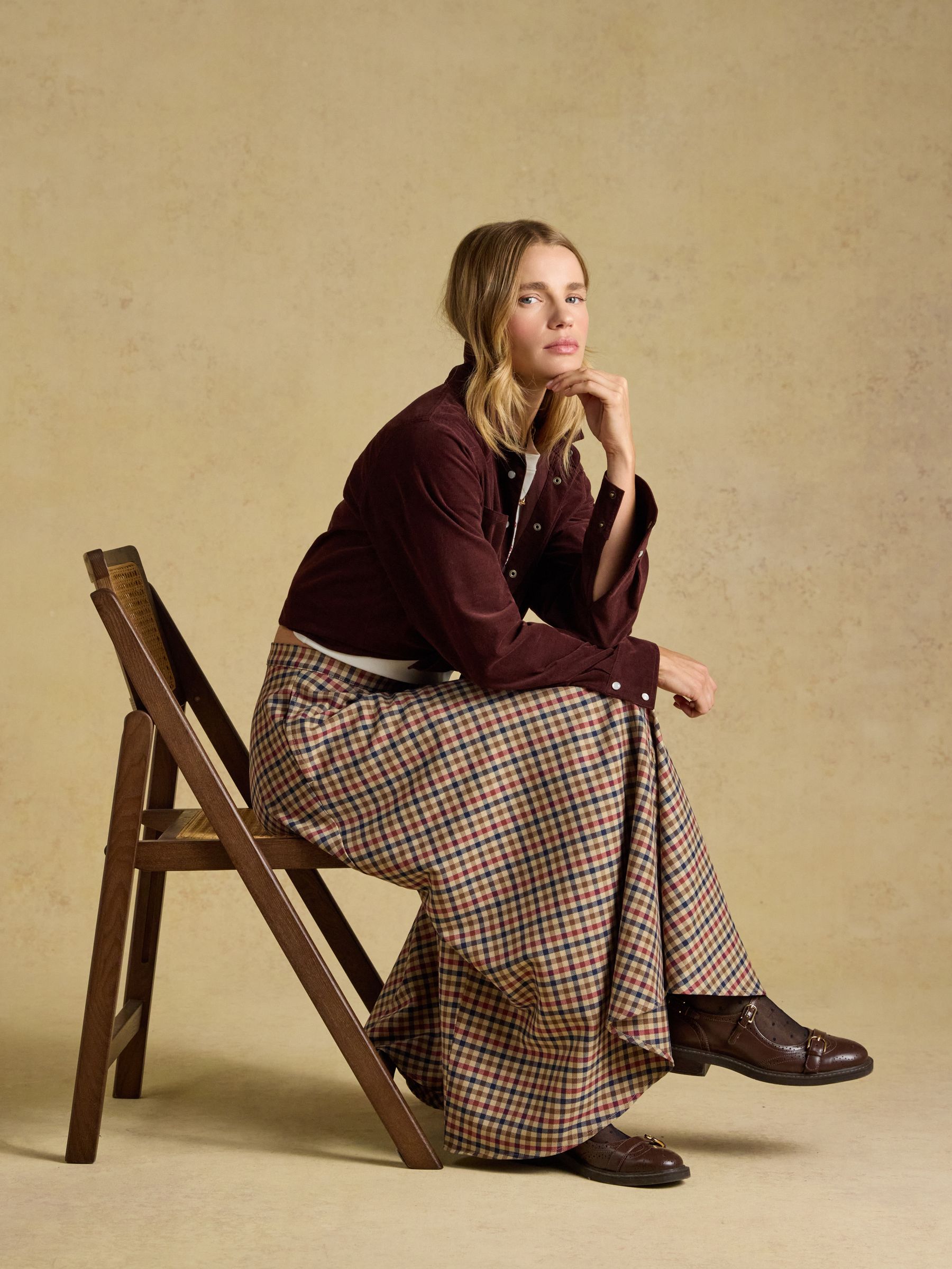 Emmy Brown Check Panel Midi Skirt - Image 7 of 9