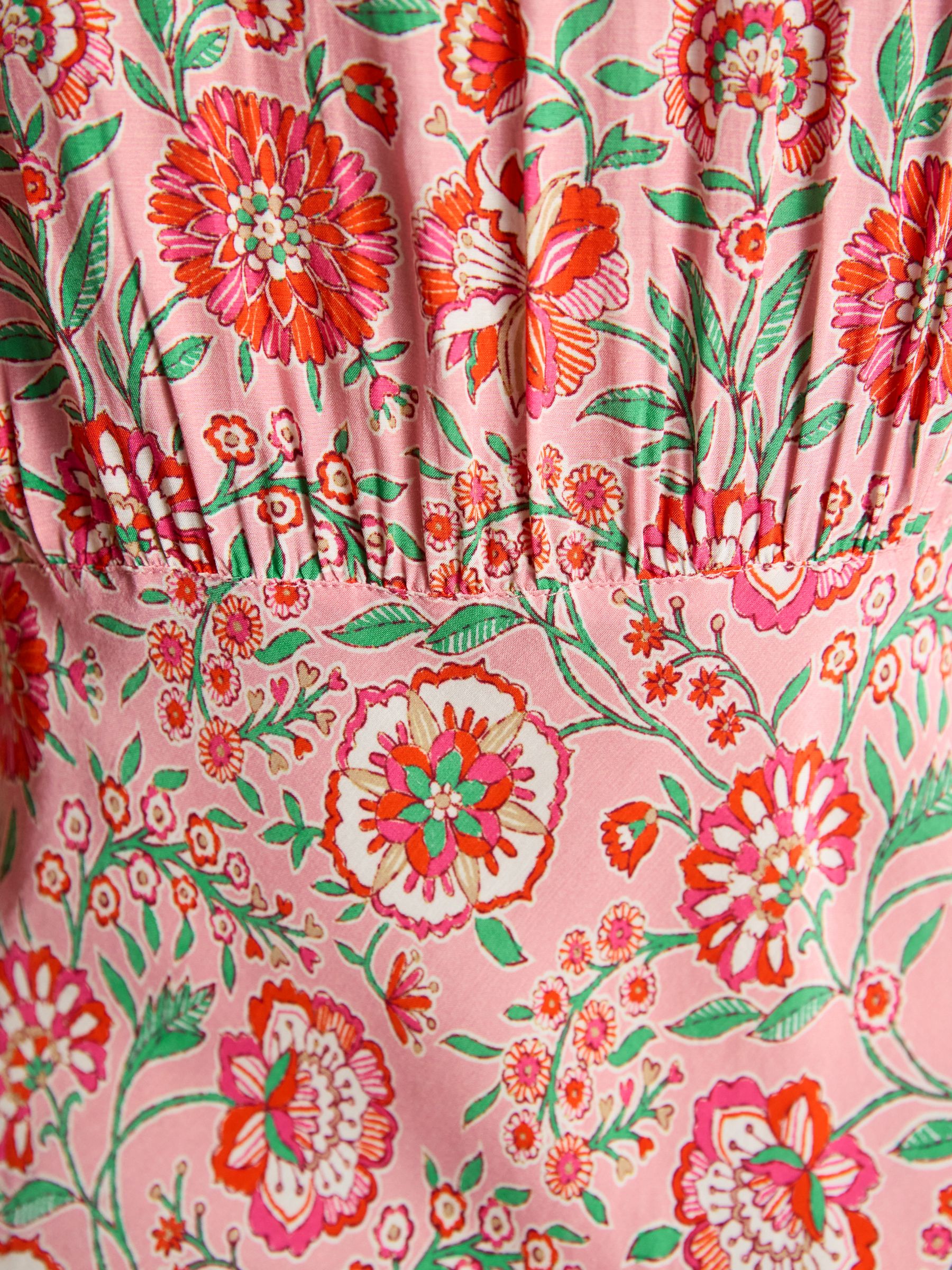 Lainey Pink Floral Print Bias Cut Midi Dress - Image 6 of 8