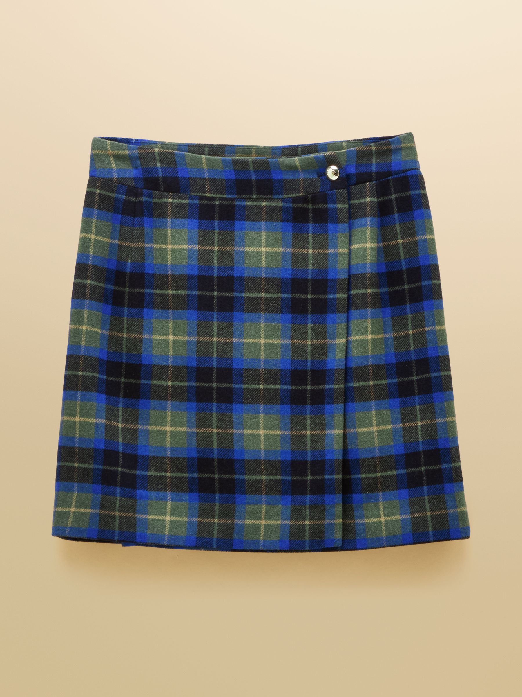 Wrenley Green Check Short Tweed Wrap Skirt - Image 6 of 6