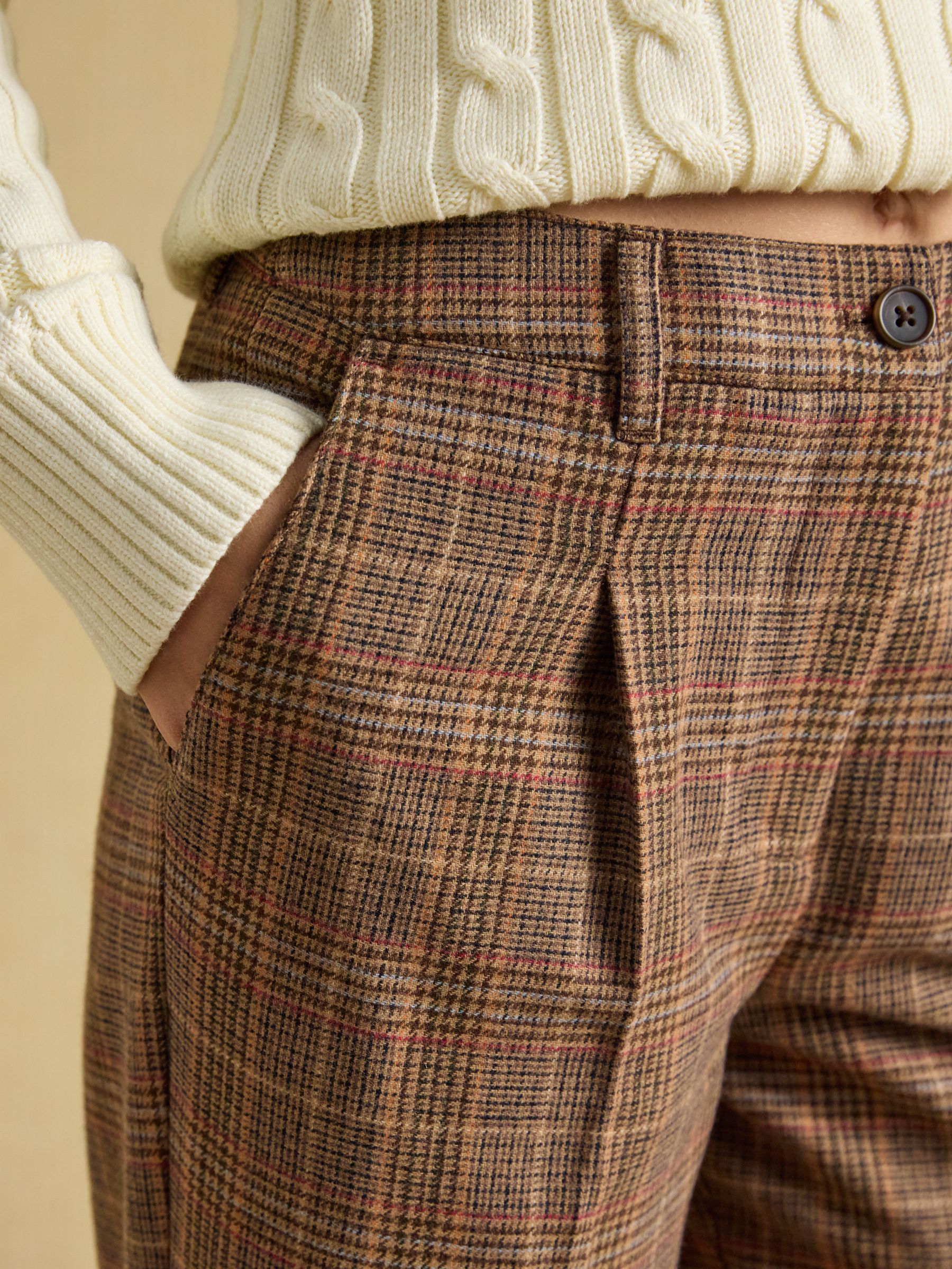 Foxley Brown Check Wool Rich Wide Leg Tweed Trousers - Image 3 of 7