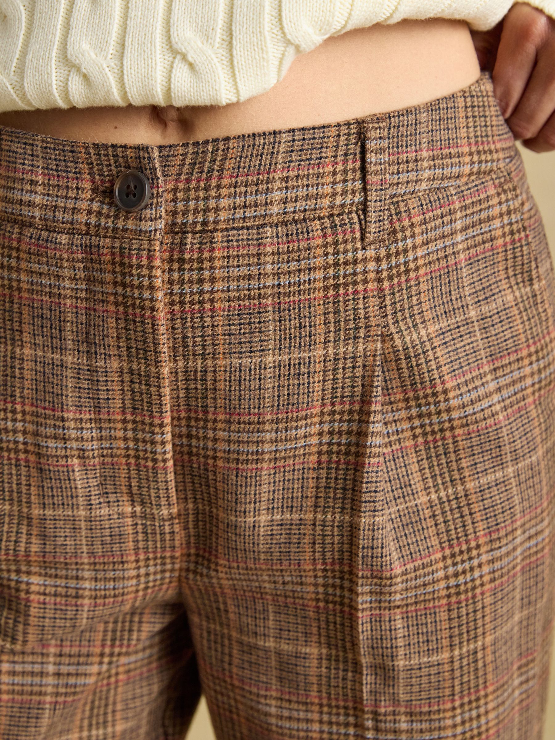 Foxley Brown Check Wool Rich Wide Leg Tweed Trousers - Image 6 of 7