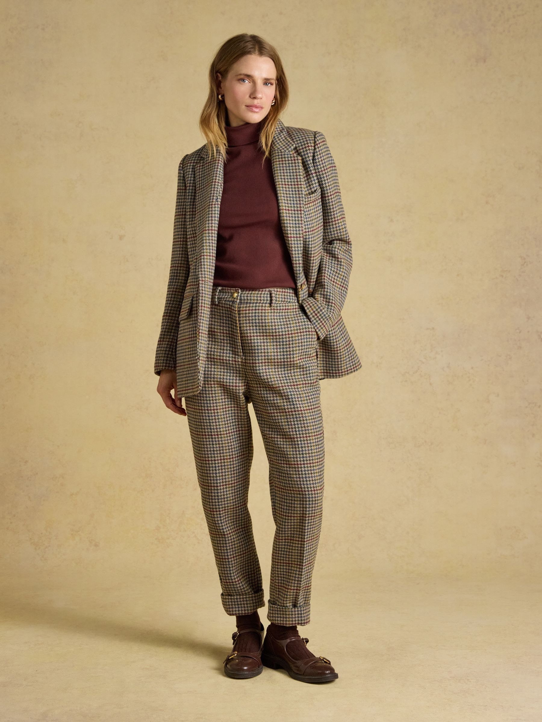 Cora Tapered Leg Elton Tweed Brown Trouser - Image 6 of 8